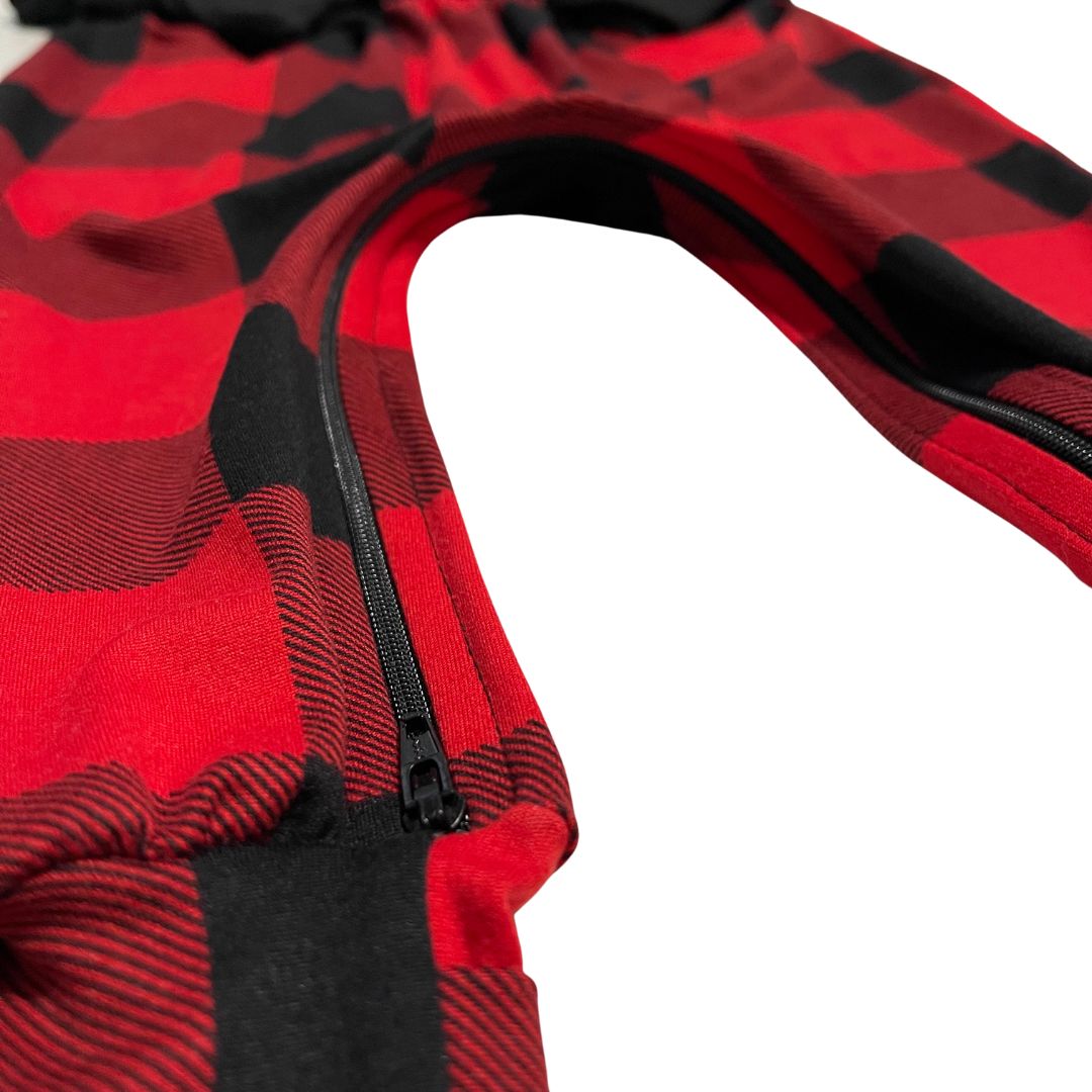 Black/red Buffalo Plaid Bubble Zip Romper
