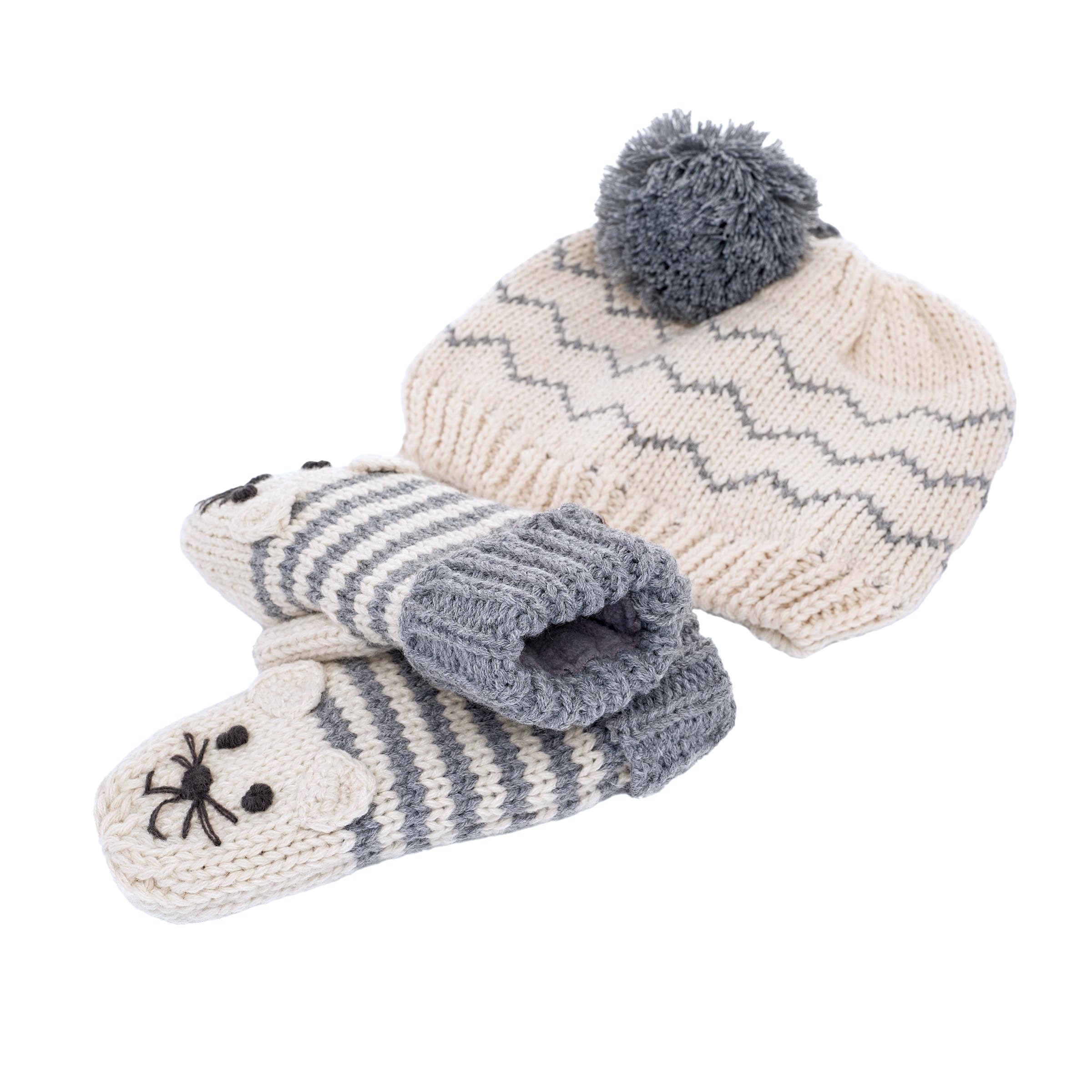 Kids Beanie 2pc Set With Mittens, For Boys And Girls (age 1-6y) Unique Novelty Design, Premium Quality