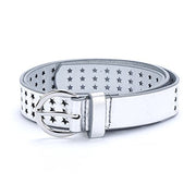 Girls Stars Perforated Metallic Leather Belt - - Stylish Shiny Belt For Girls All Ages