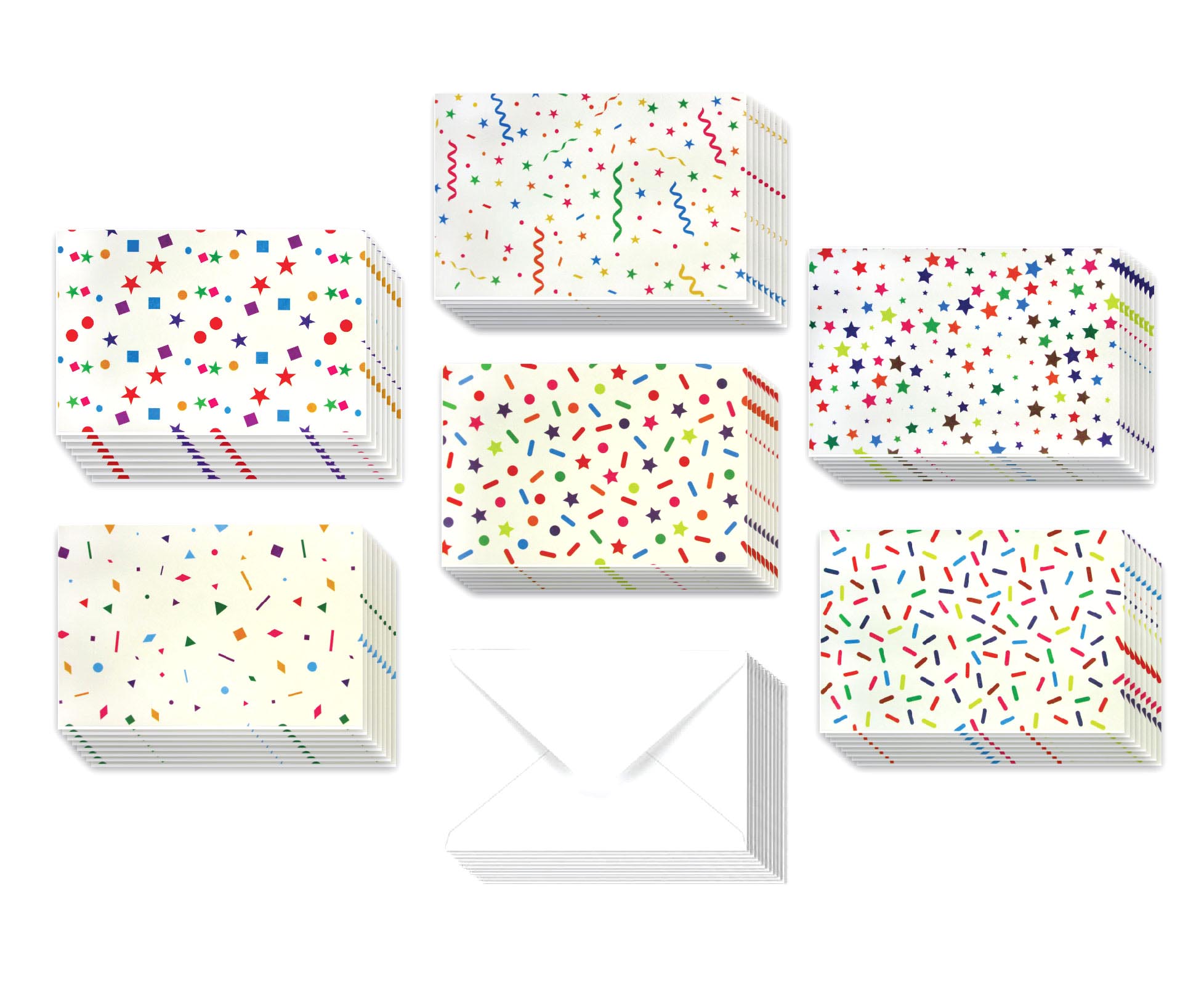 Rainbow Confetti - 36 Pack Assorted Greeting Cards For All Occasions - 6 Designs