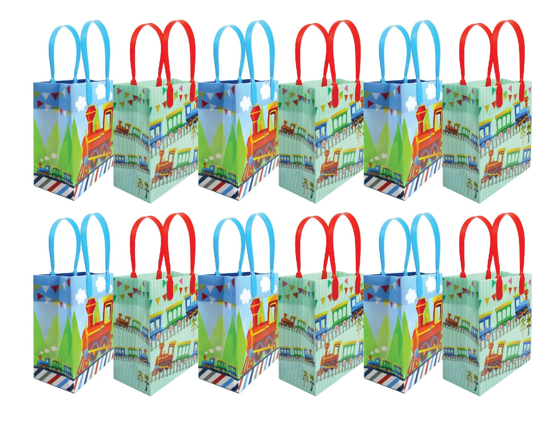 Train Party Favor Bags Treat Bags - 12 Bags