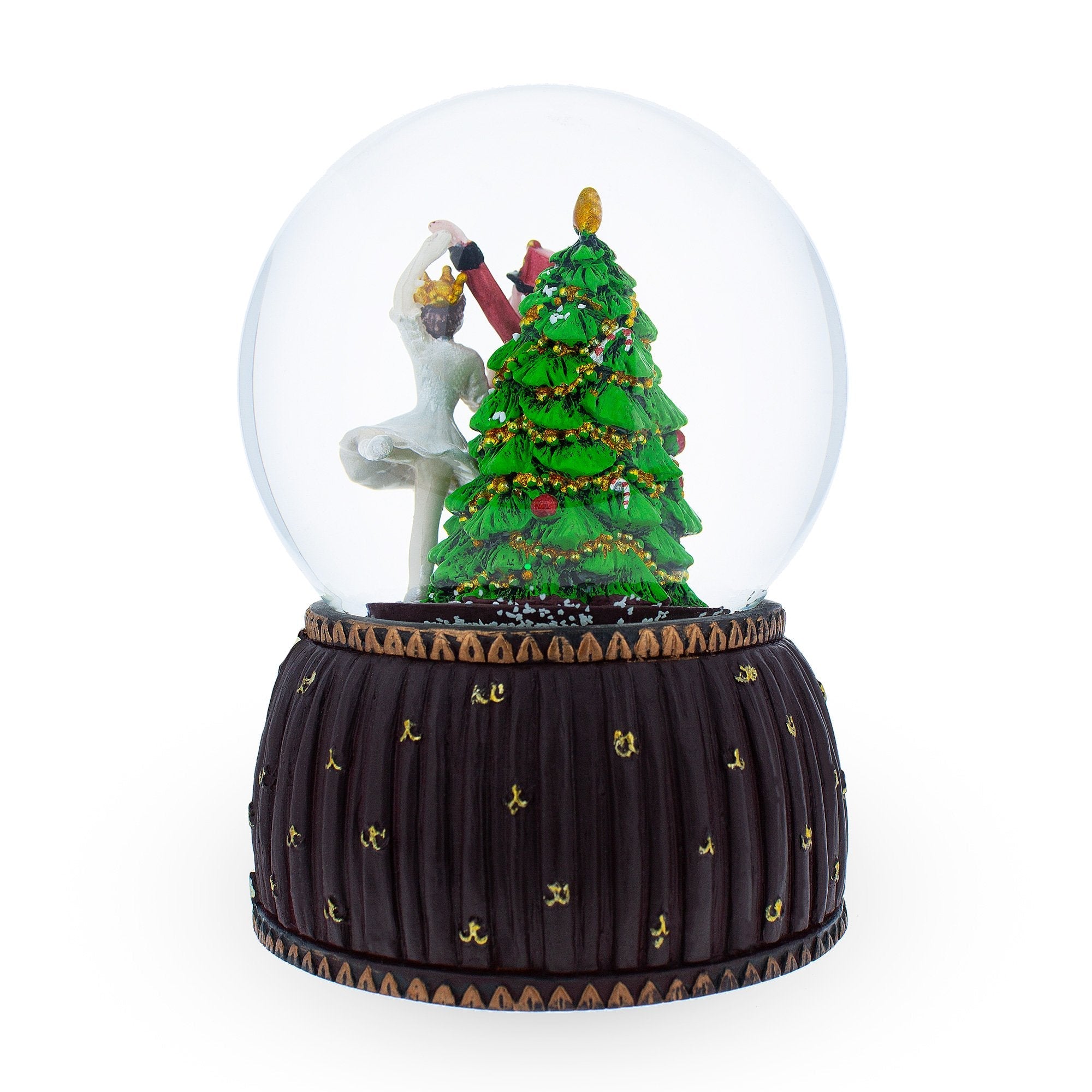 Nutcracker Ballet Whirl: Musical Water Snow Globe Figurine With Dancing Nutcracker And Ballerina Around Christmas Tree