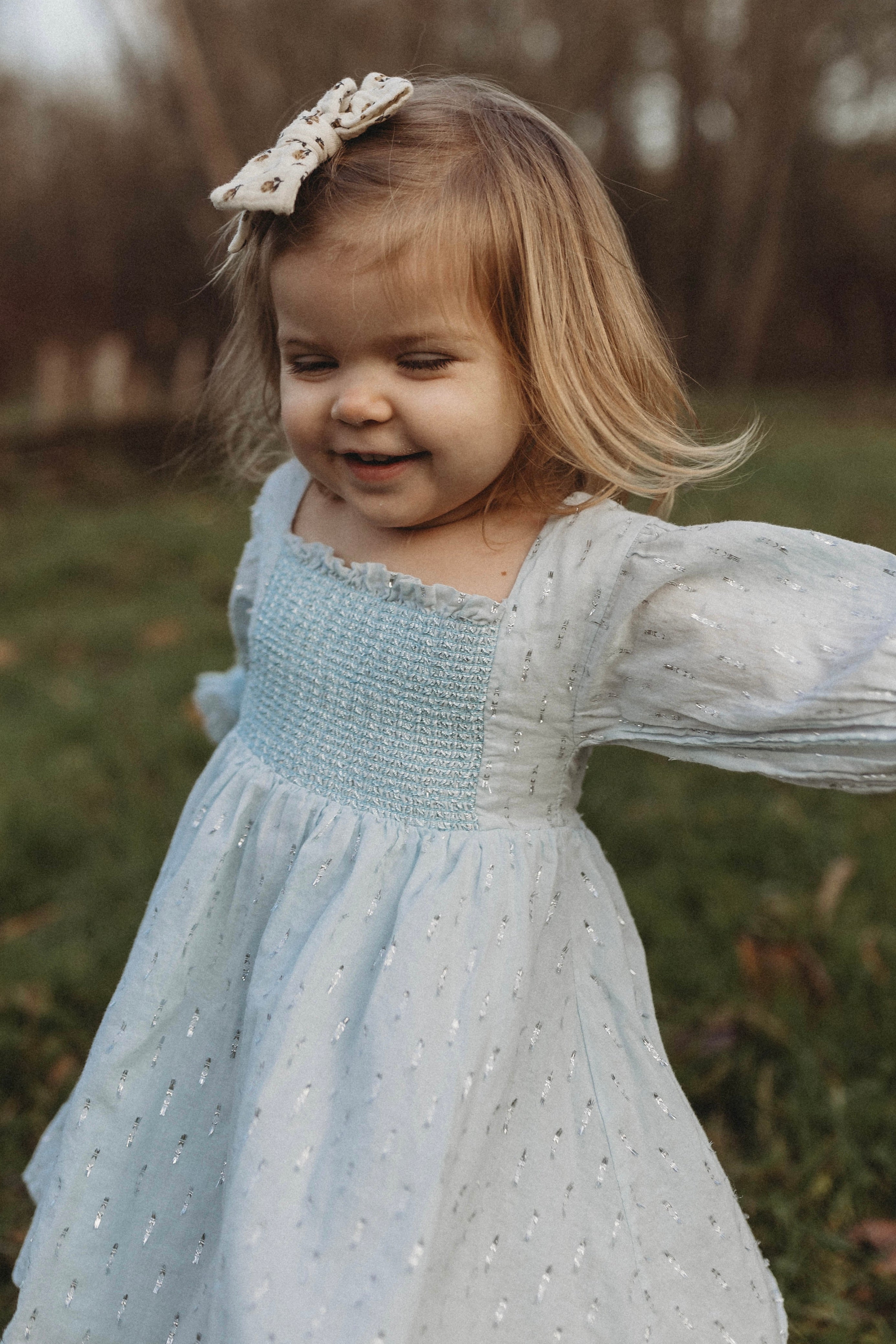 Harlow | Cotton Sparkle Dress | Baby Blue