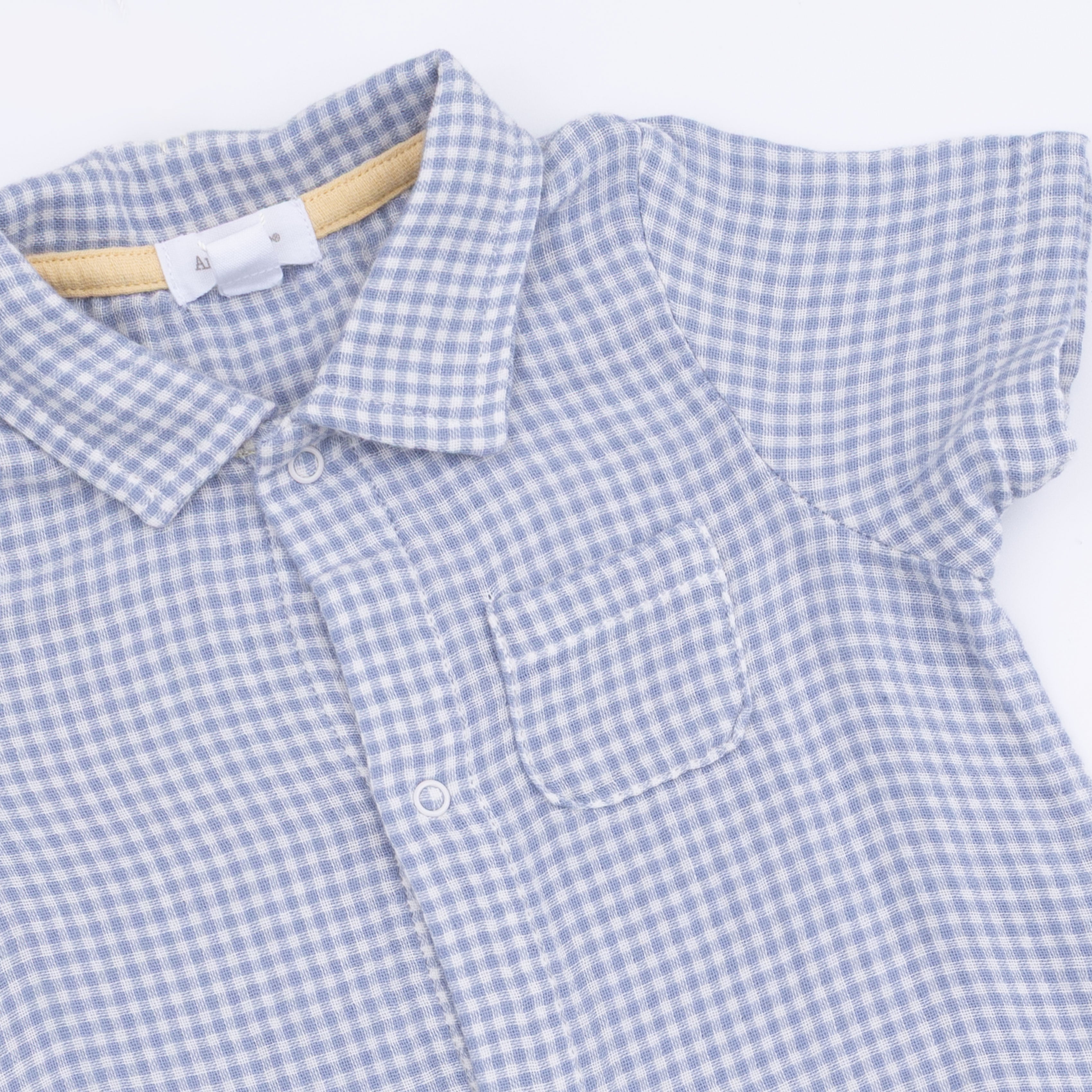 Micro Gingham Blue Blizzard - Polo Shortie