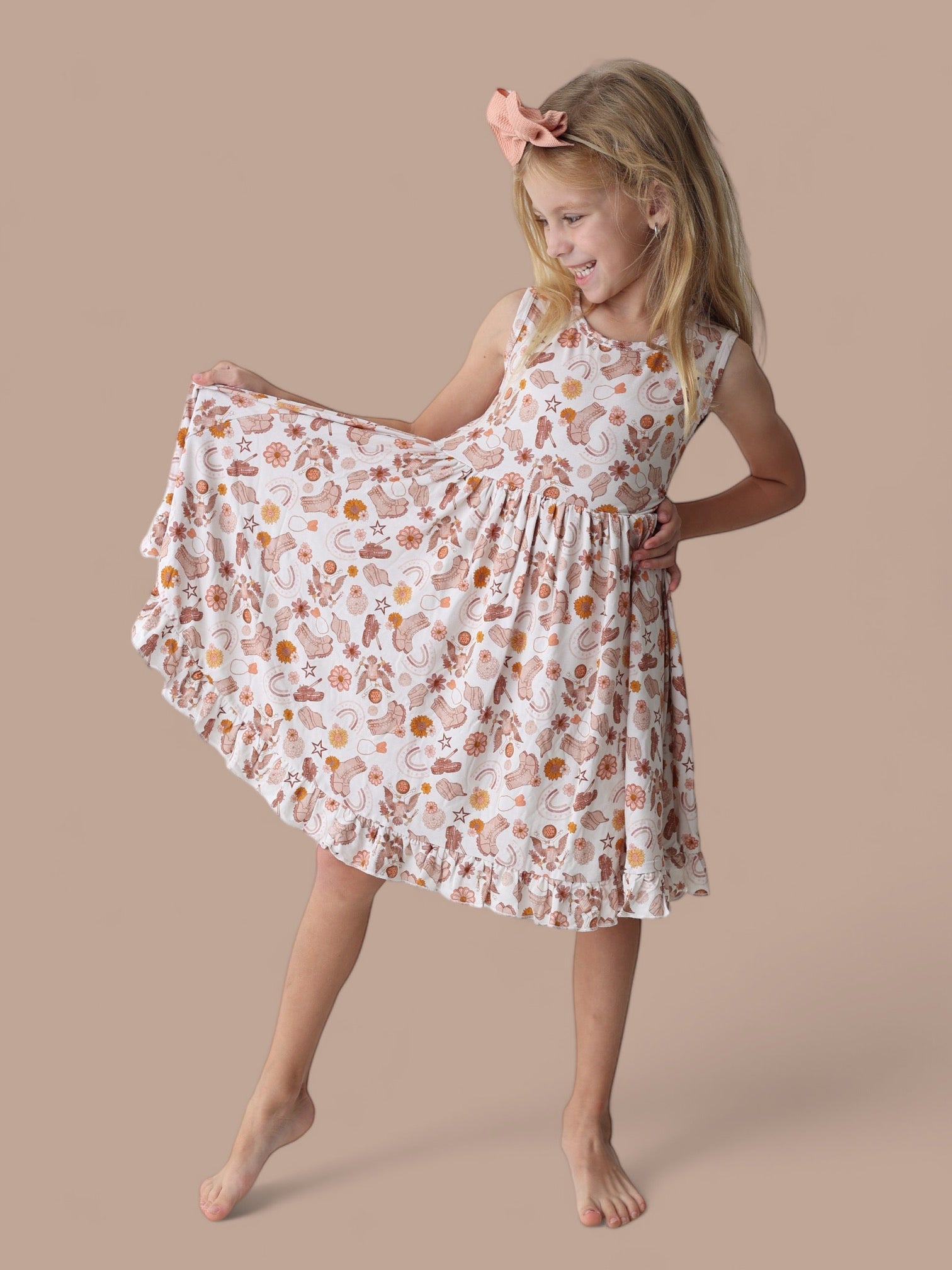 Flowers And Boots Dream Tank Ruffle Dress