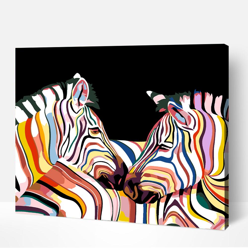 Zebras – Paint By Numbers Kit | Artwille | 14x18 Inch Canvas