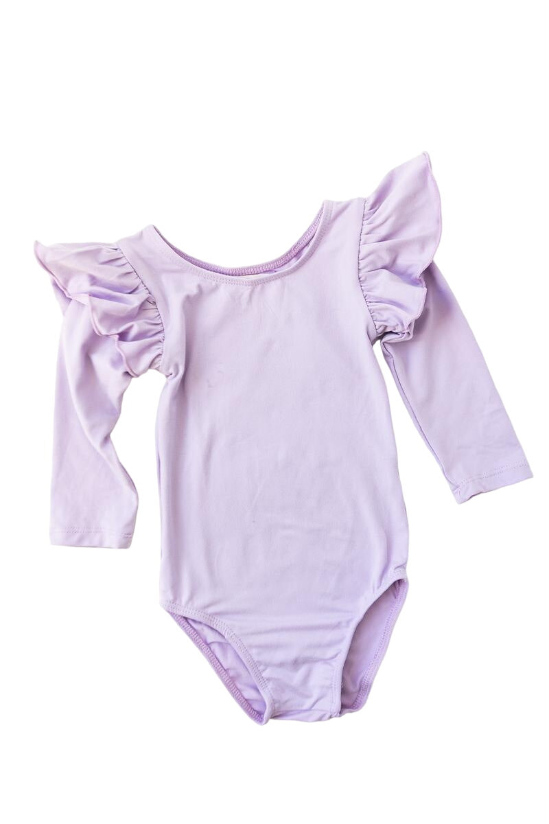 Lavender L/s Flutter Sleeve Leotard