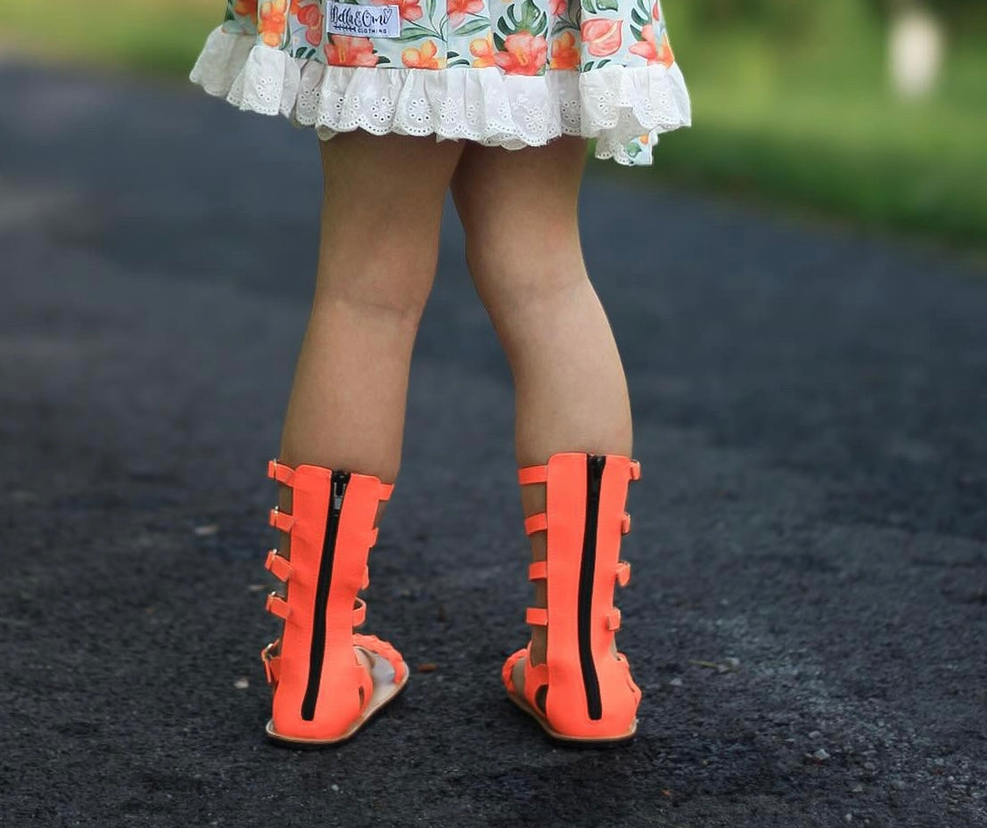 Maddie Gladiator Sandals - Neon Orange