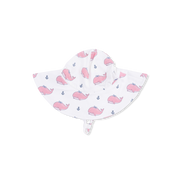 Bubbly Whale With Bow  Pink - Wide Brim Sun Hat