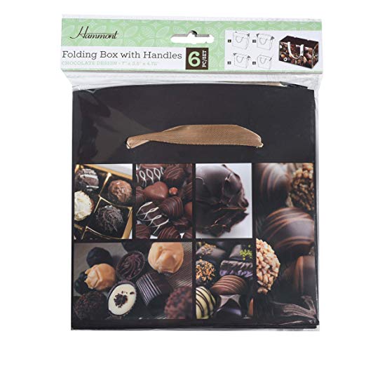 Chocolate Design Paper Gift Bag Box 12 Pack 7x3.5x4.75"