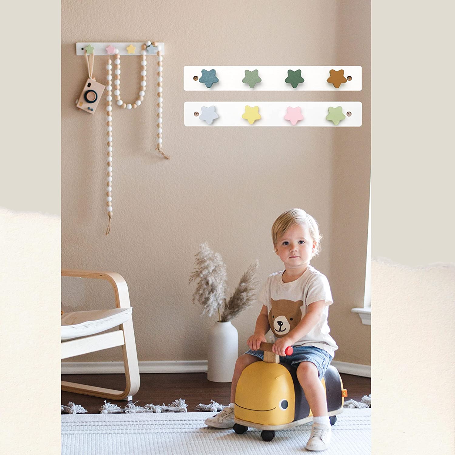 Wonderbee™ Stars Wooden Hanger White Forest