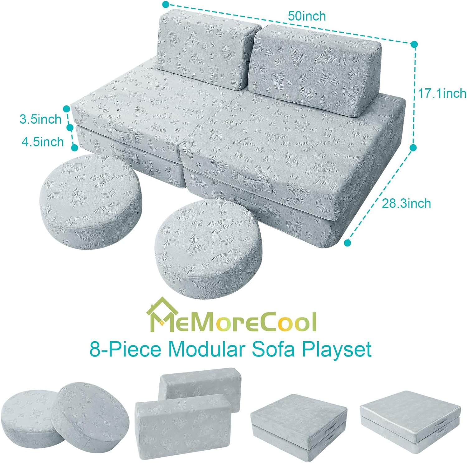 8-piece Kids Play Couch|glowsofa