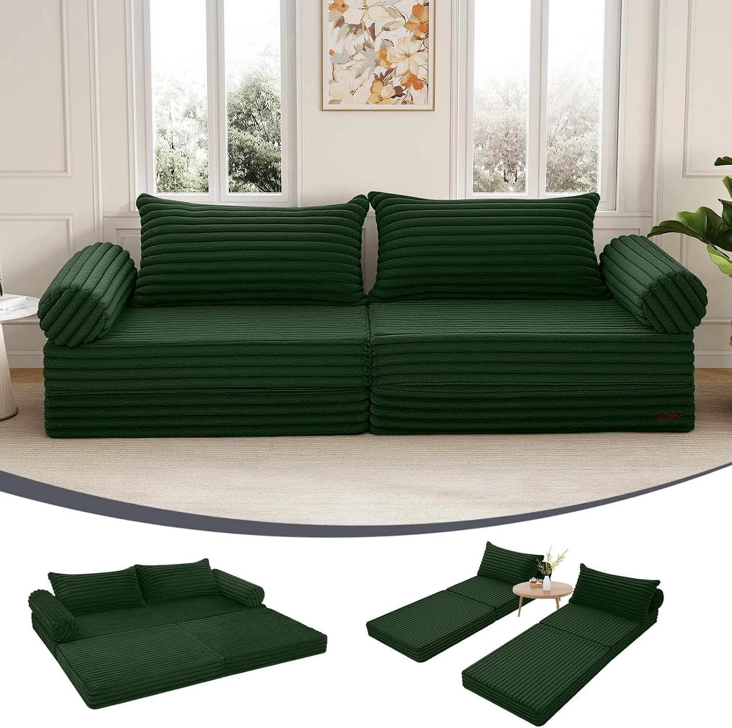 Boneless Loveseat Sofa Bed, 59" Corduroy