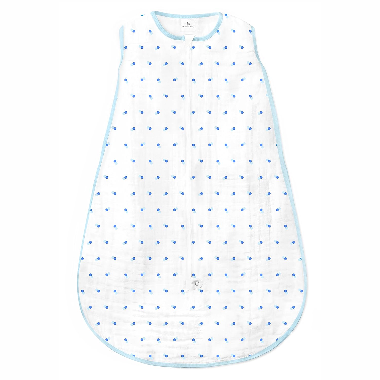 Amazing Baby - Muslin Non-weighted Zzzipme Sack - On The Dot, Blue