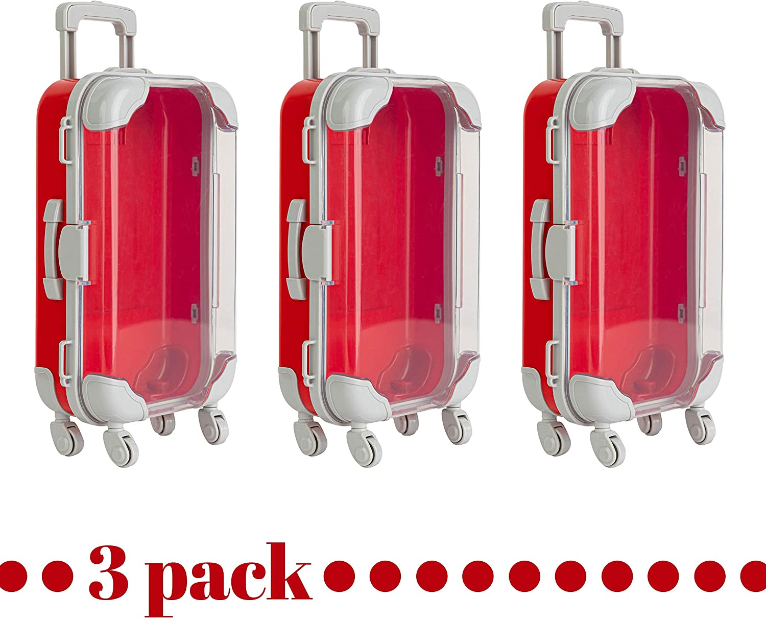 Red Plastic Suitcase Candy Box 3 Pack 7.5"x5"x2.5"