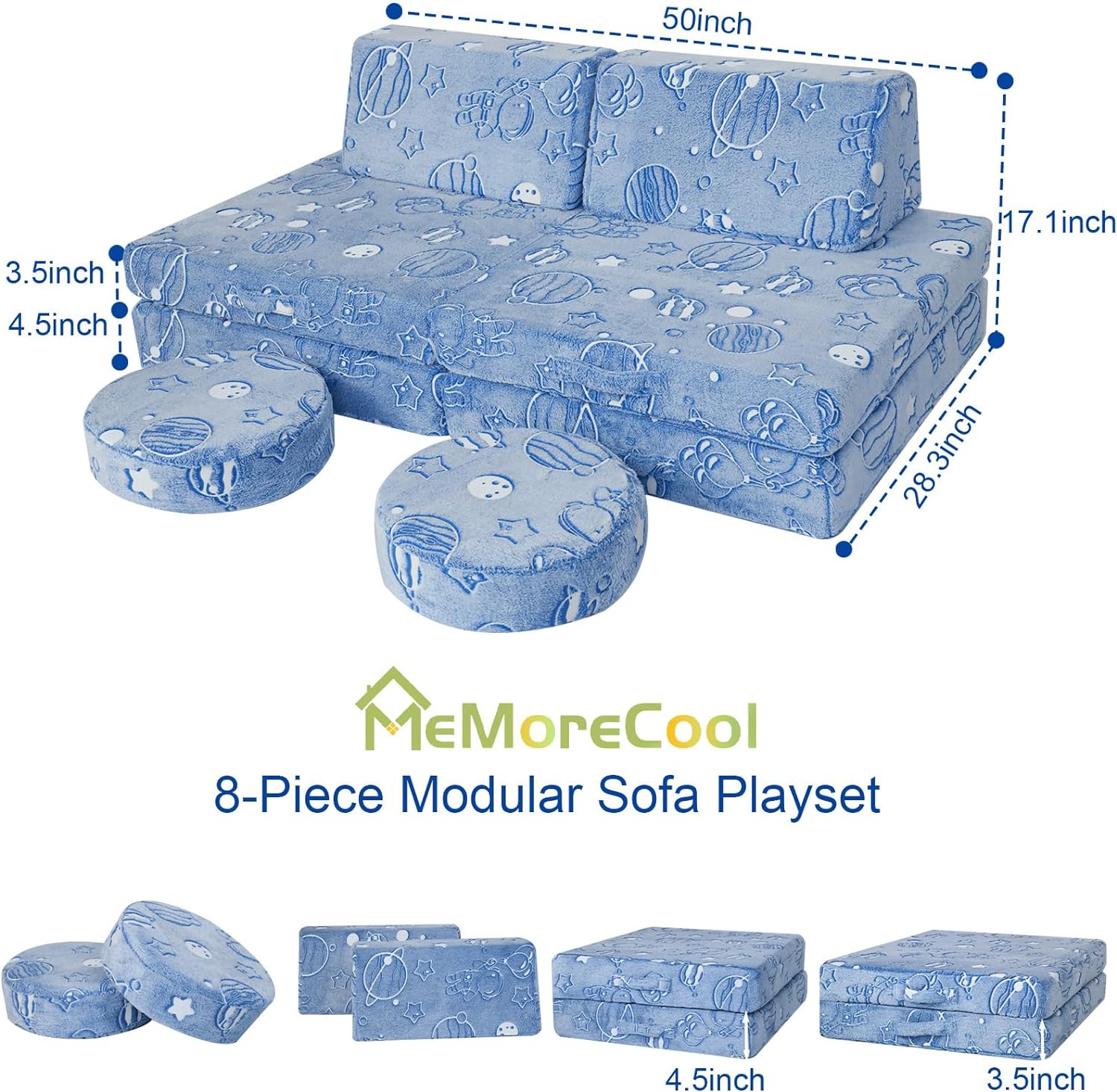 8-piece Kids Play Couch|glowsofa