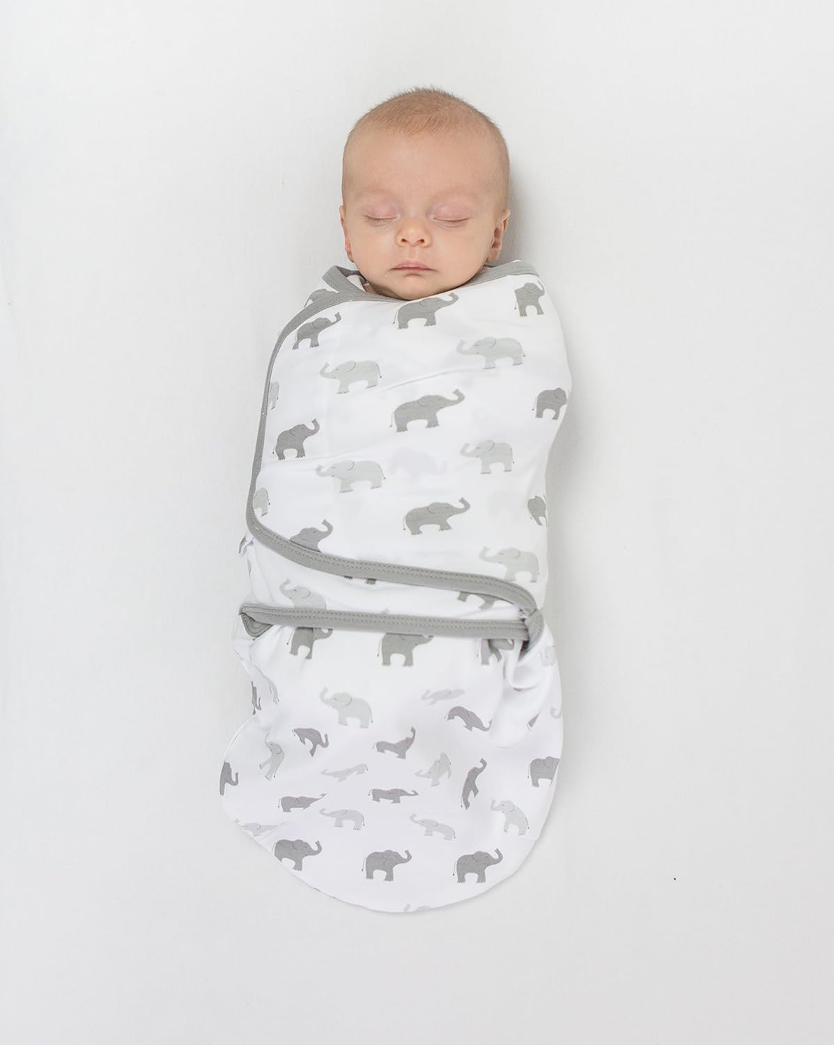 Amazing Baby - Premium Cotton Swaddle Wraps (set Of 2) - Tiny Elephants & Confetti, Sterling