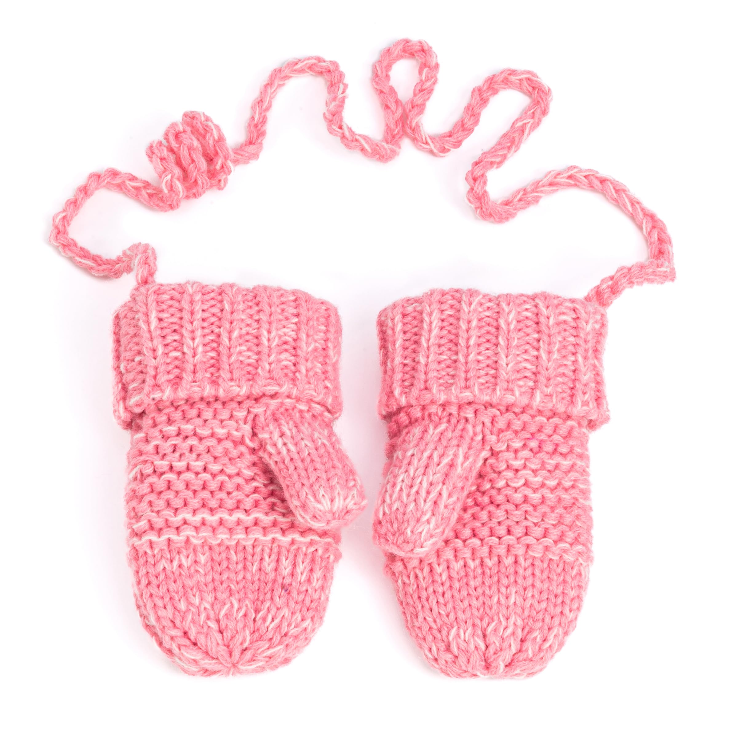 Knit Baby Chick Mittens With Cord-for Kids, Toddler Girls Age 1-6 Years, Cute Design