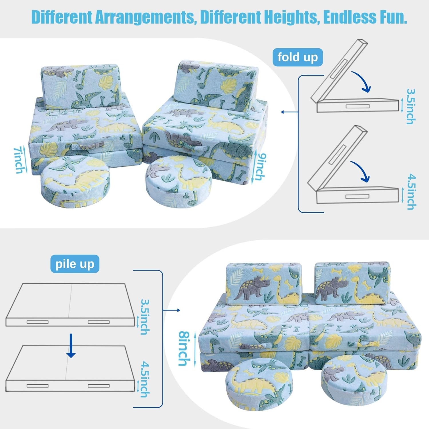 8-piece Kids Play Couch|glowsofa