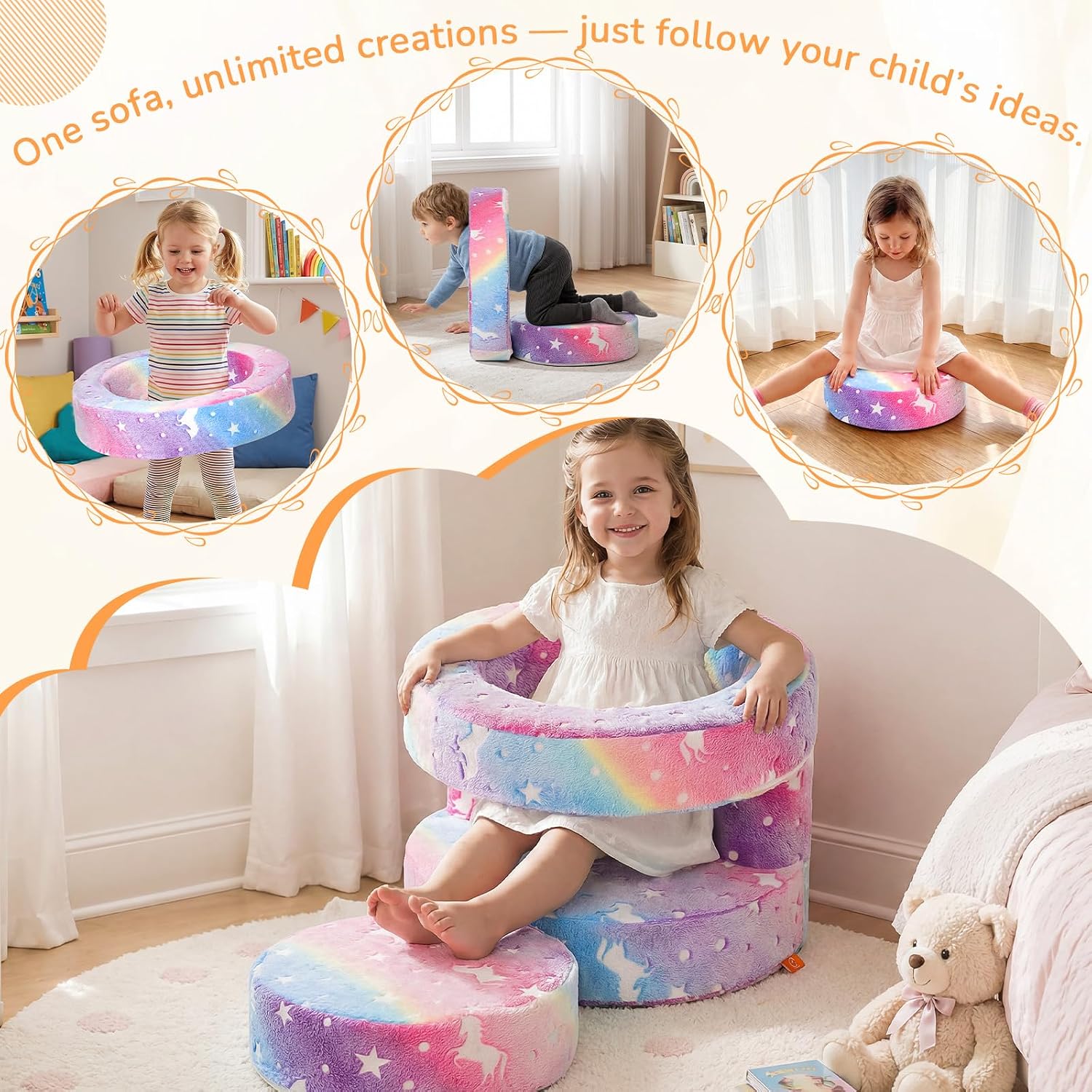 Glow Dinosaur Kids Chair, 4-in-1 Toddler Seat