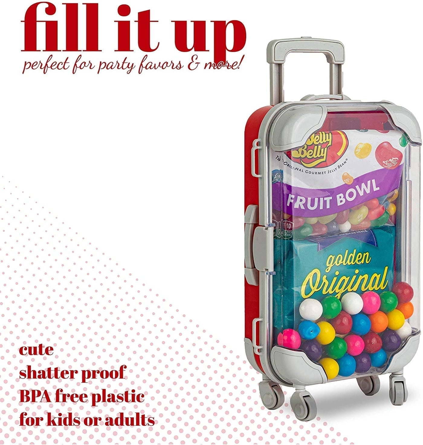 Blue Plastic Suitcase Candy Box 3 Pack 7.5"x5"x2.5"