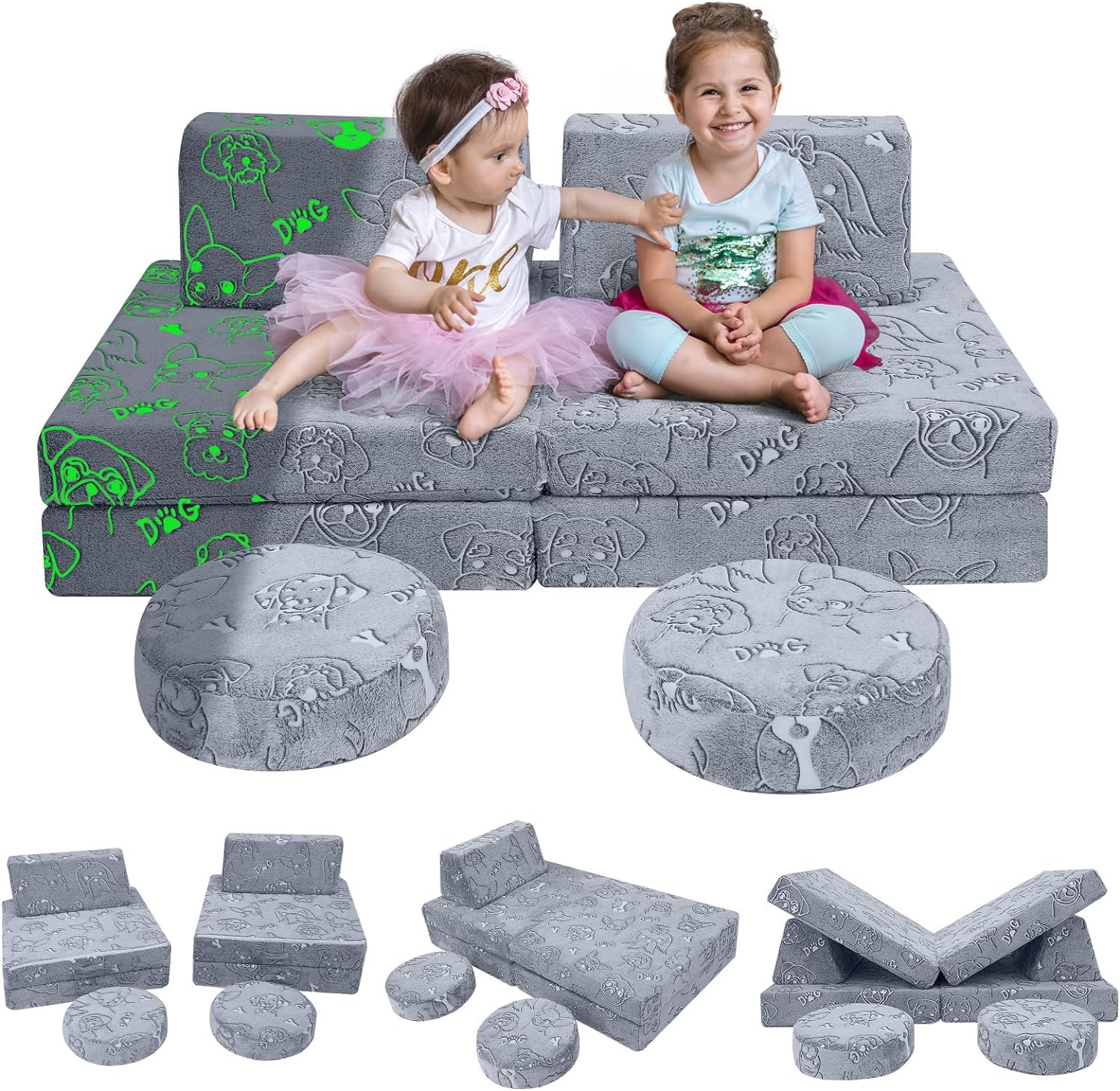8-piece Kids Play Couch|glowsofa