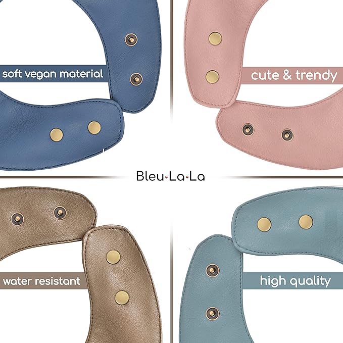 Iconic - Set Of Premium Fabric Vegan Leather Easy Clean Bibs 12-24 Months By Bleu La La