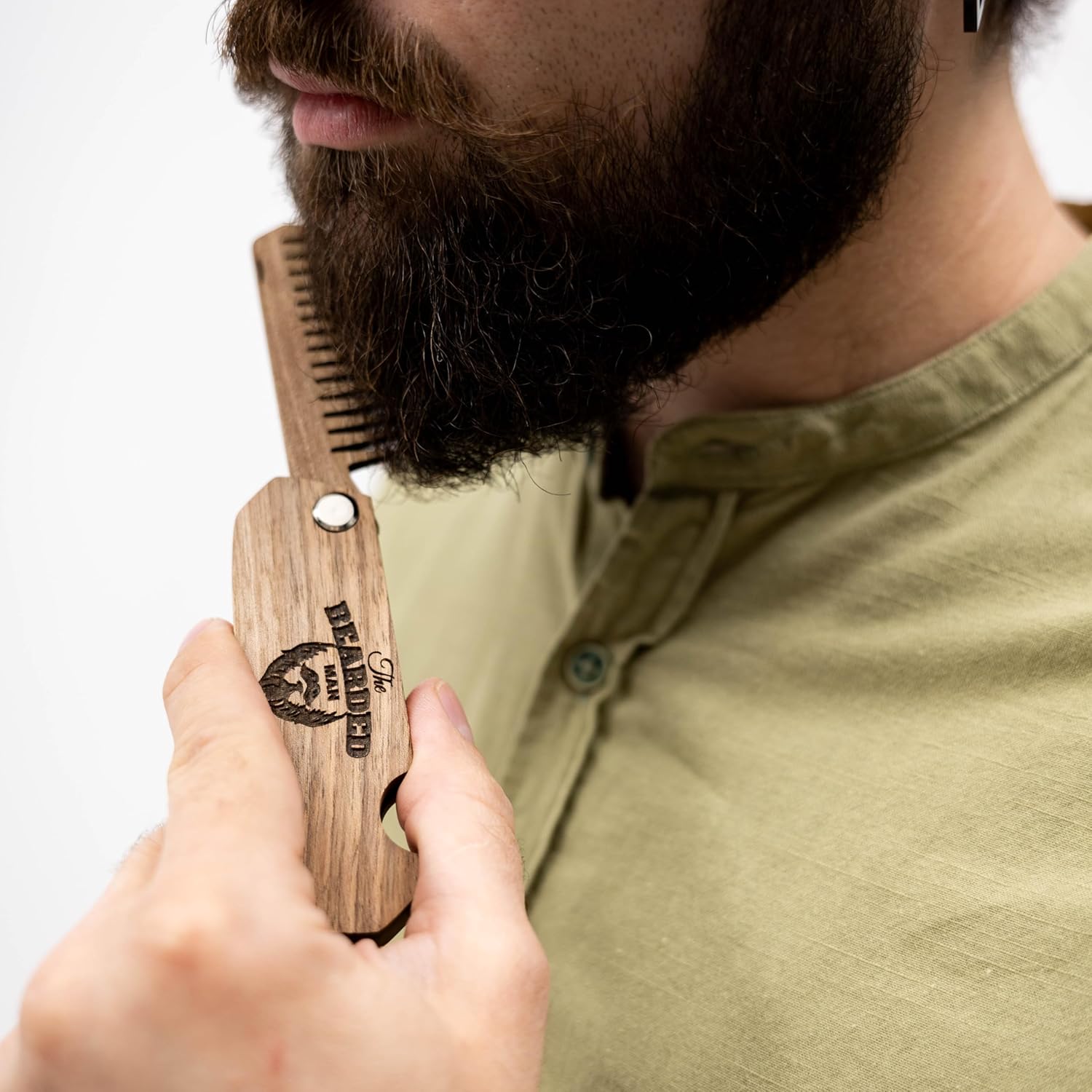 Wooden Beard Comb - Bearded Man
