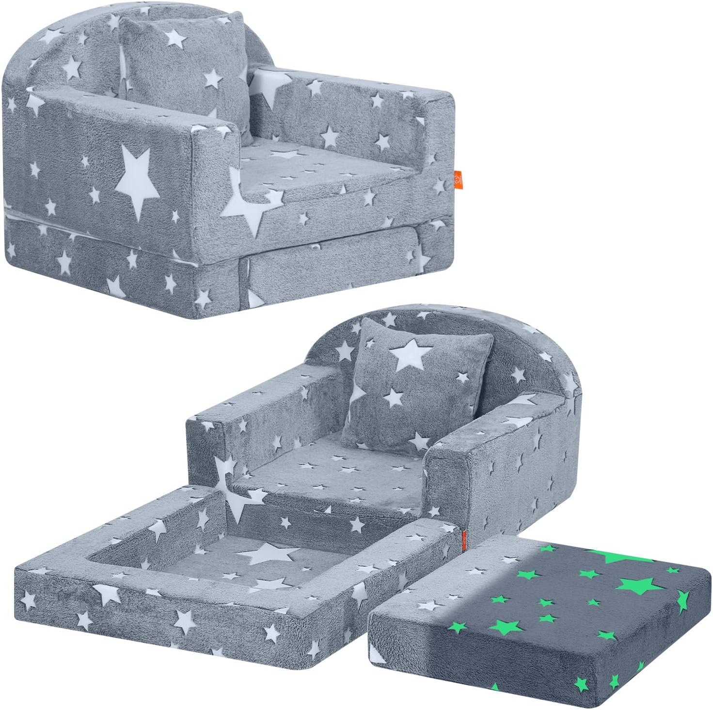 Rainbow Unicorn Glow Kids Couch, 42" Fold Out