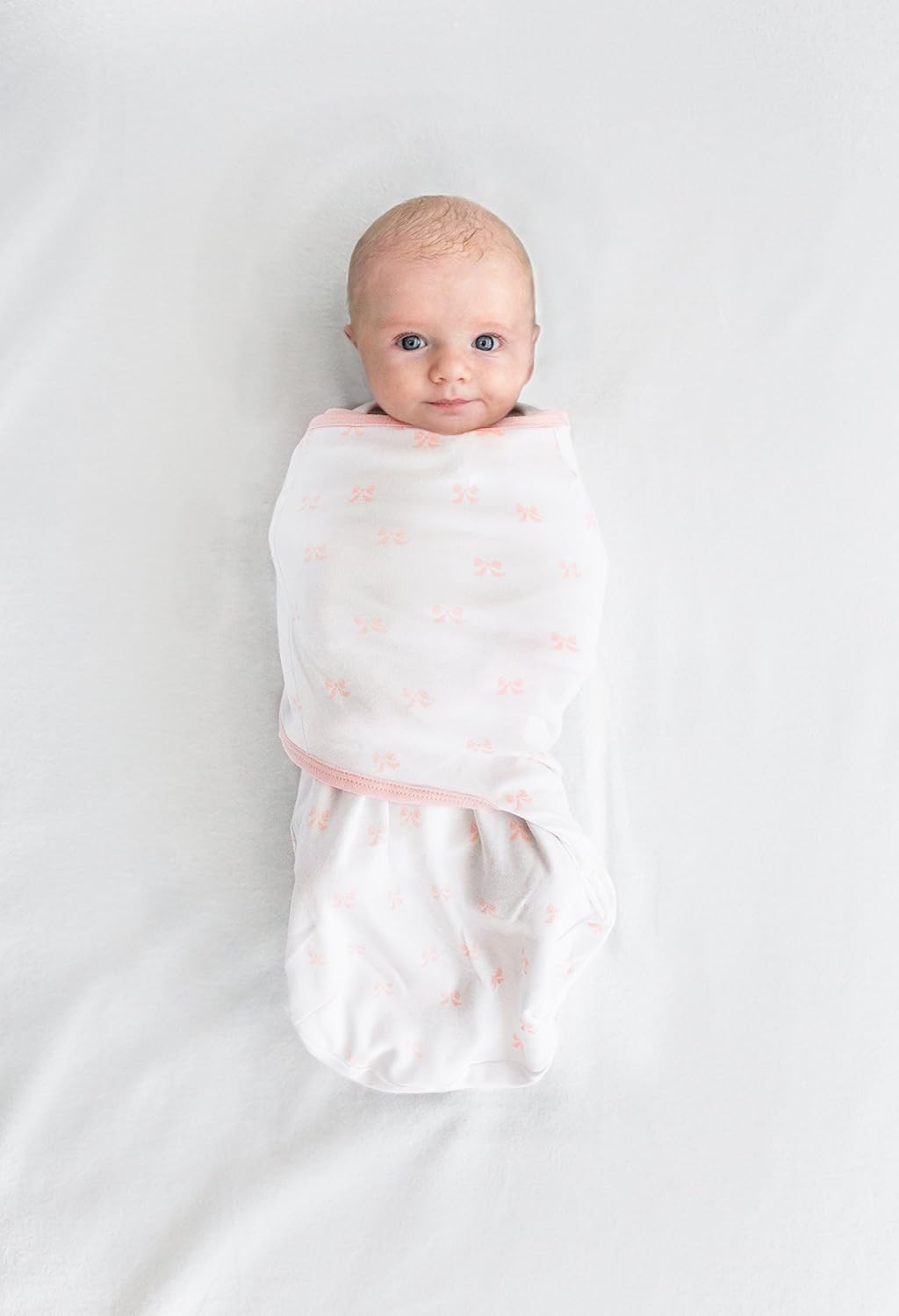 Amazing Baby - Premium Cotton Swaddle Wraps (set Of 2) - Tiny Bows & Lattice, Pink