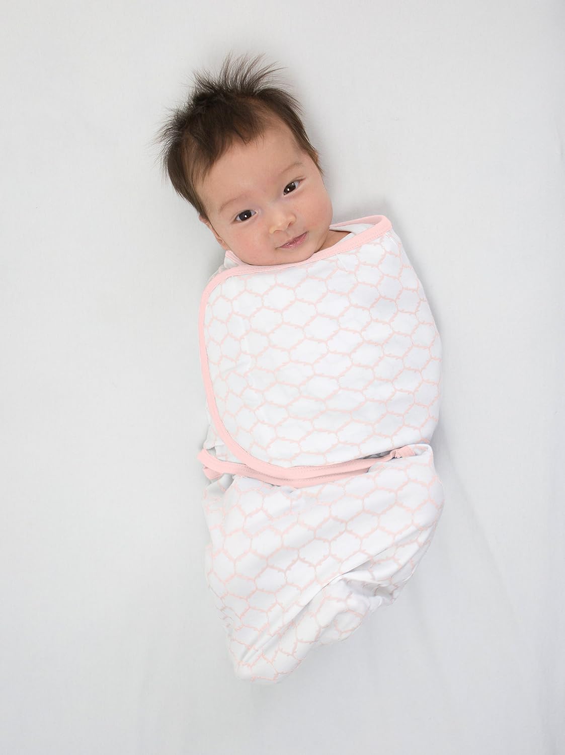 Amazing Baby - Premium Cotton Swaddle Wraps (set Of 2) - Tiny Bows & Lattice, Pink