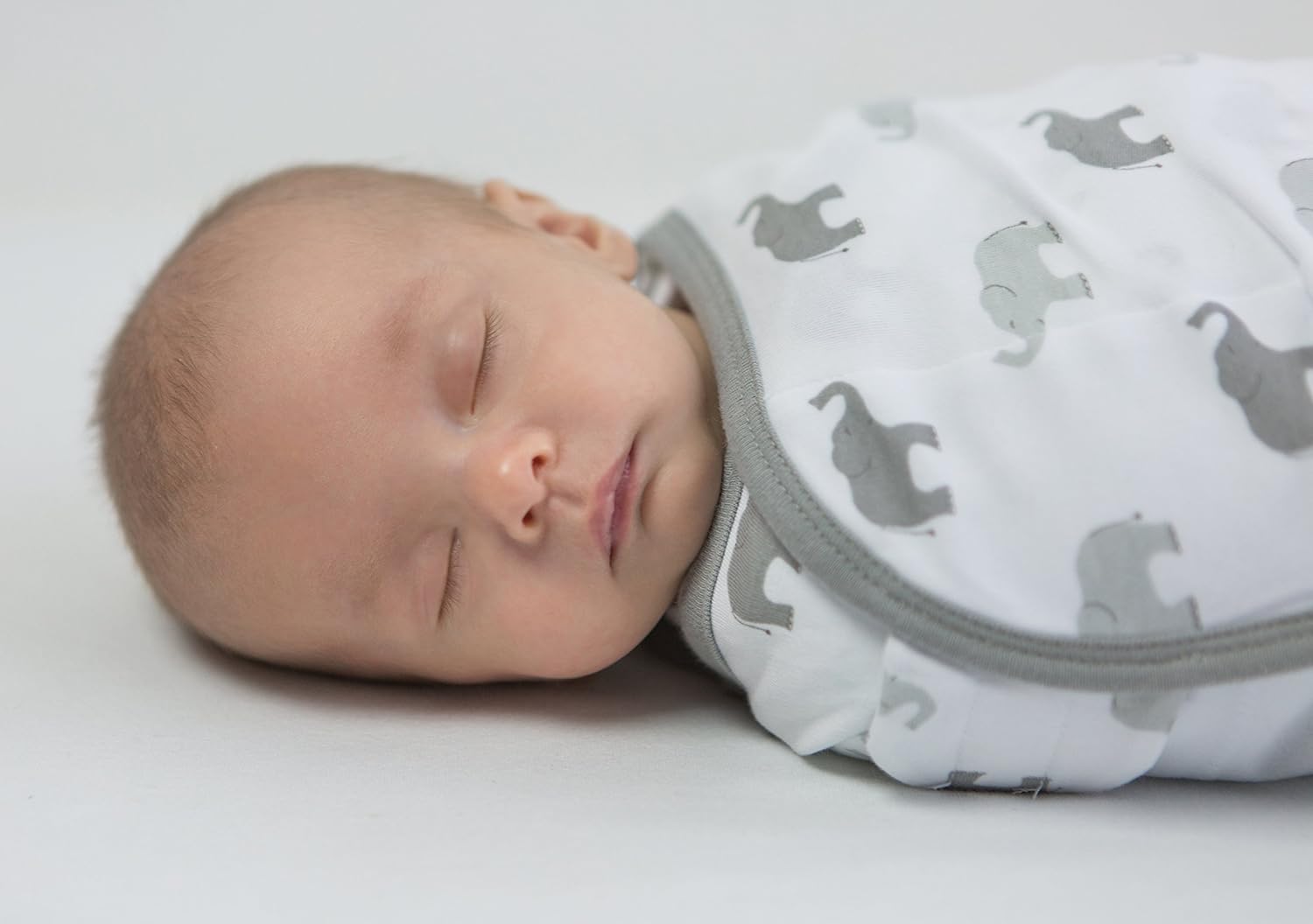 Amazing Baby - Premium Cotton Swaddle Wraps (set Of 2) - Tiny Elephants & Confetti, Sterling