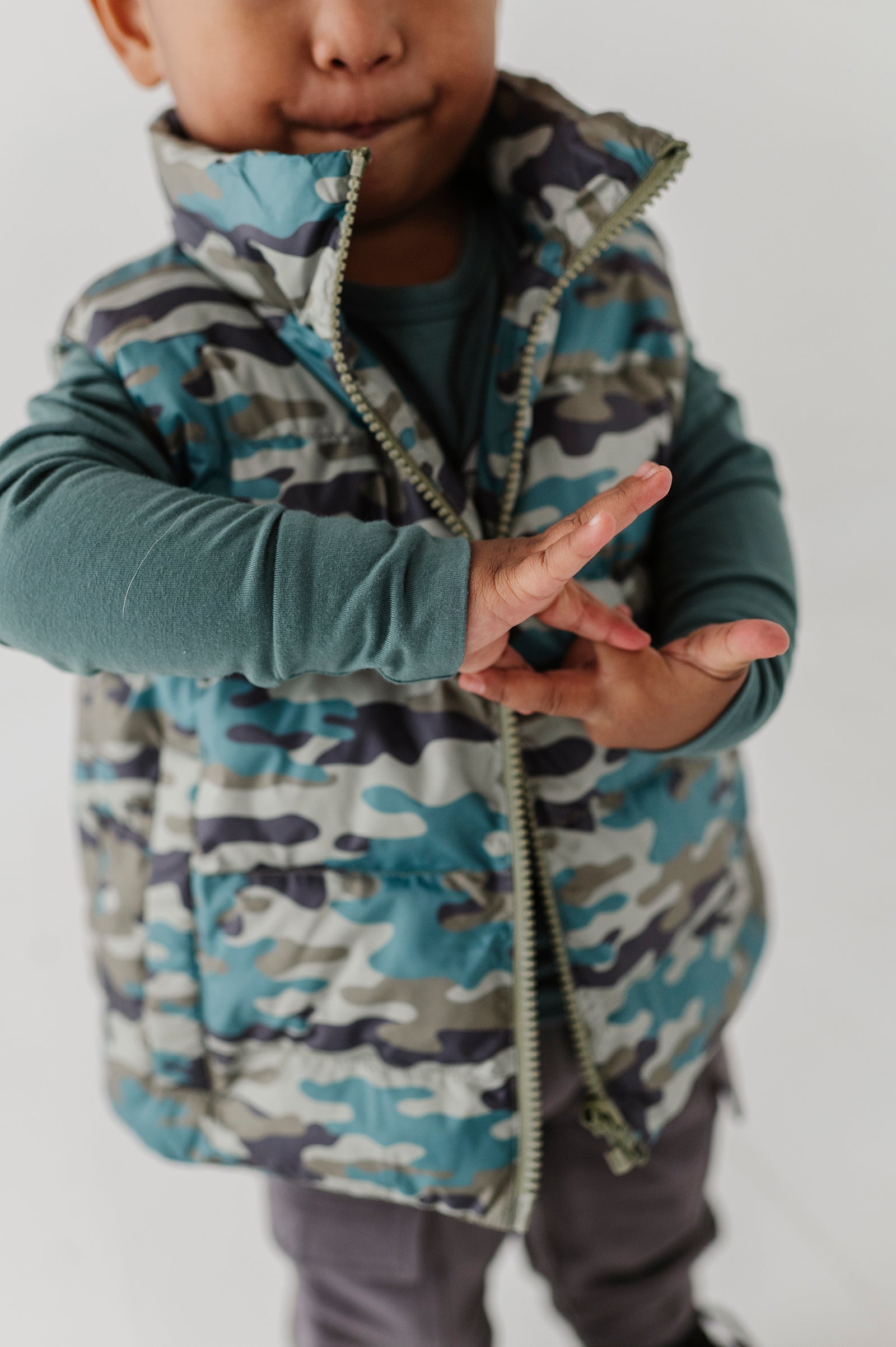 Boys Puffer Vest In Camouflage