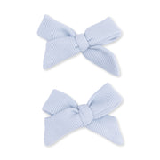 Solid Sheer Blue Rib - 2 Pack Bow Clips