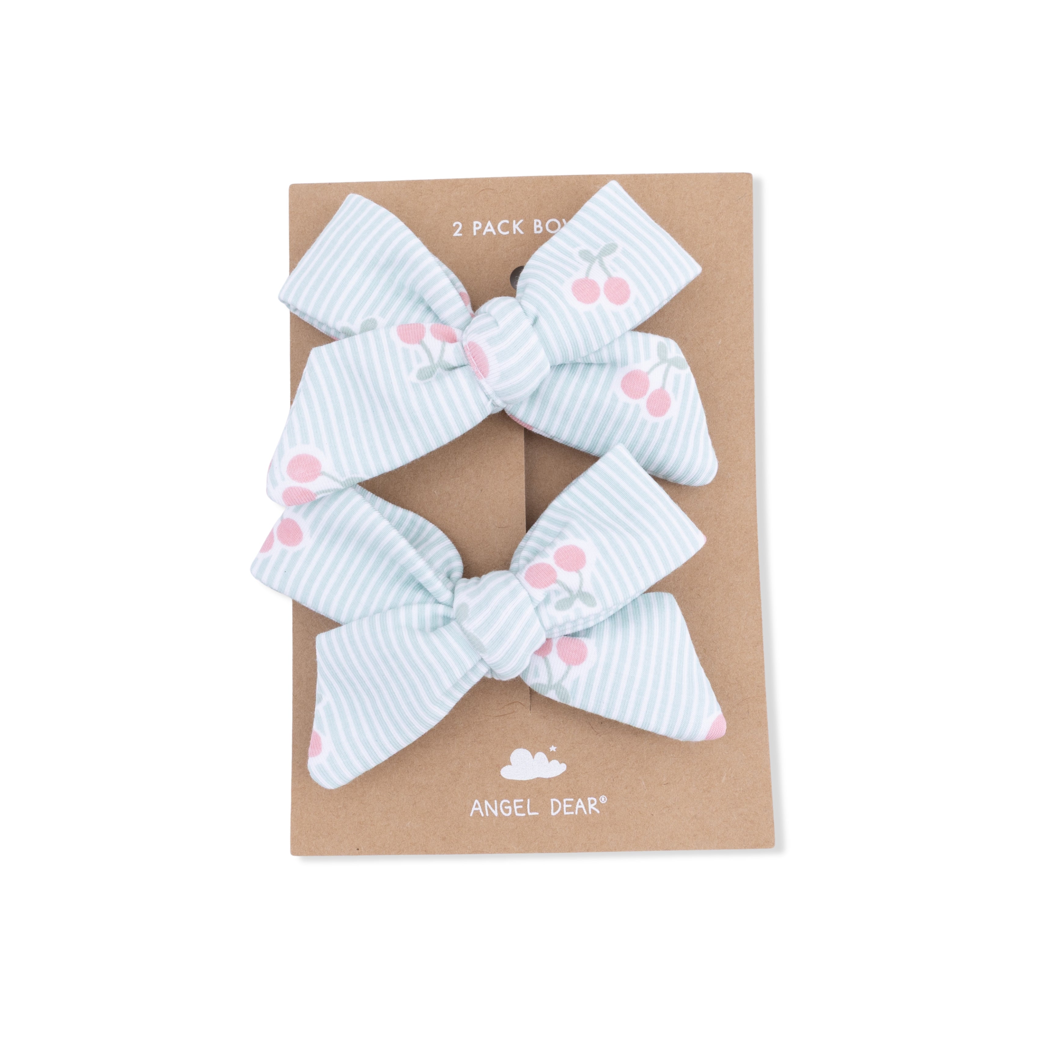 Tiny Cherry Stripe - 2 Pack Bow Clips