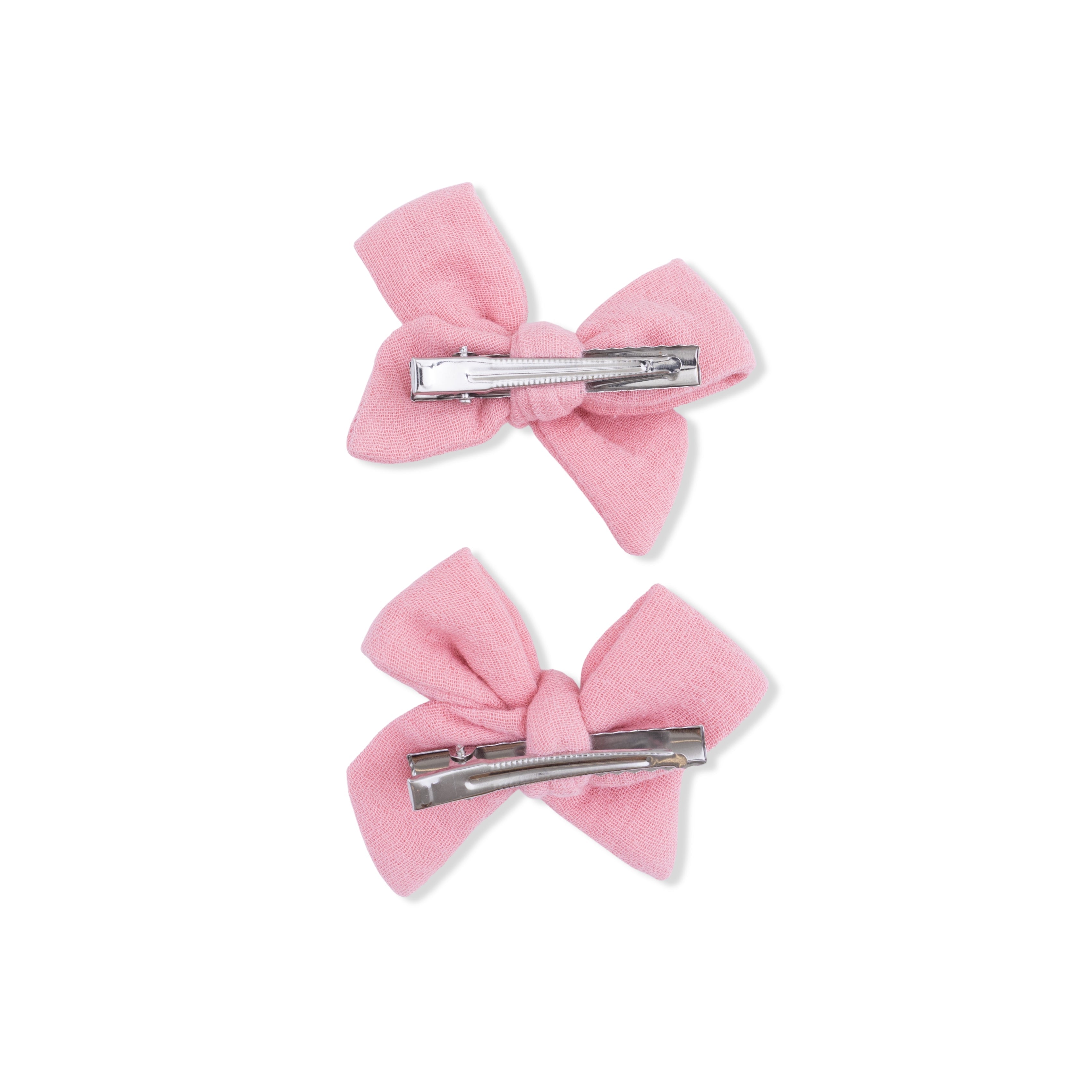 Solid Muslin Poignant Pink - 2 Pack Bow Clips