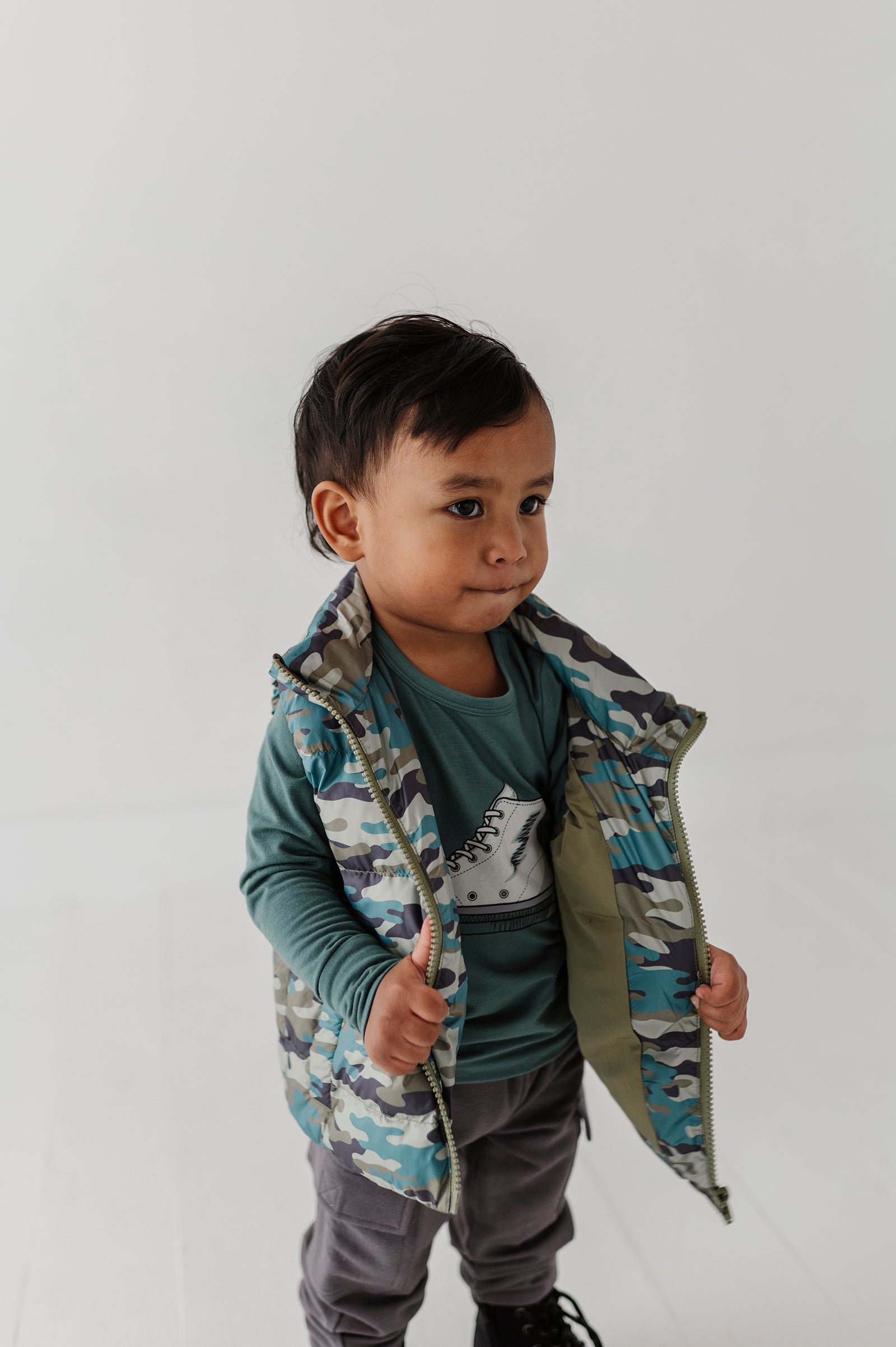 Boys Puffer Vest In Camouflage