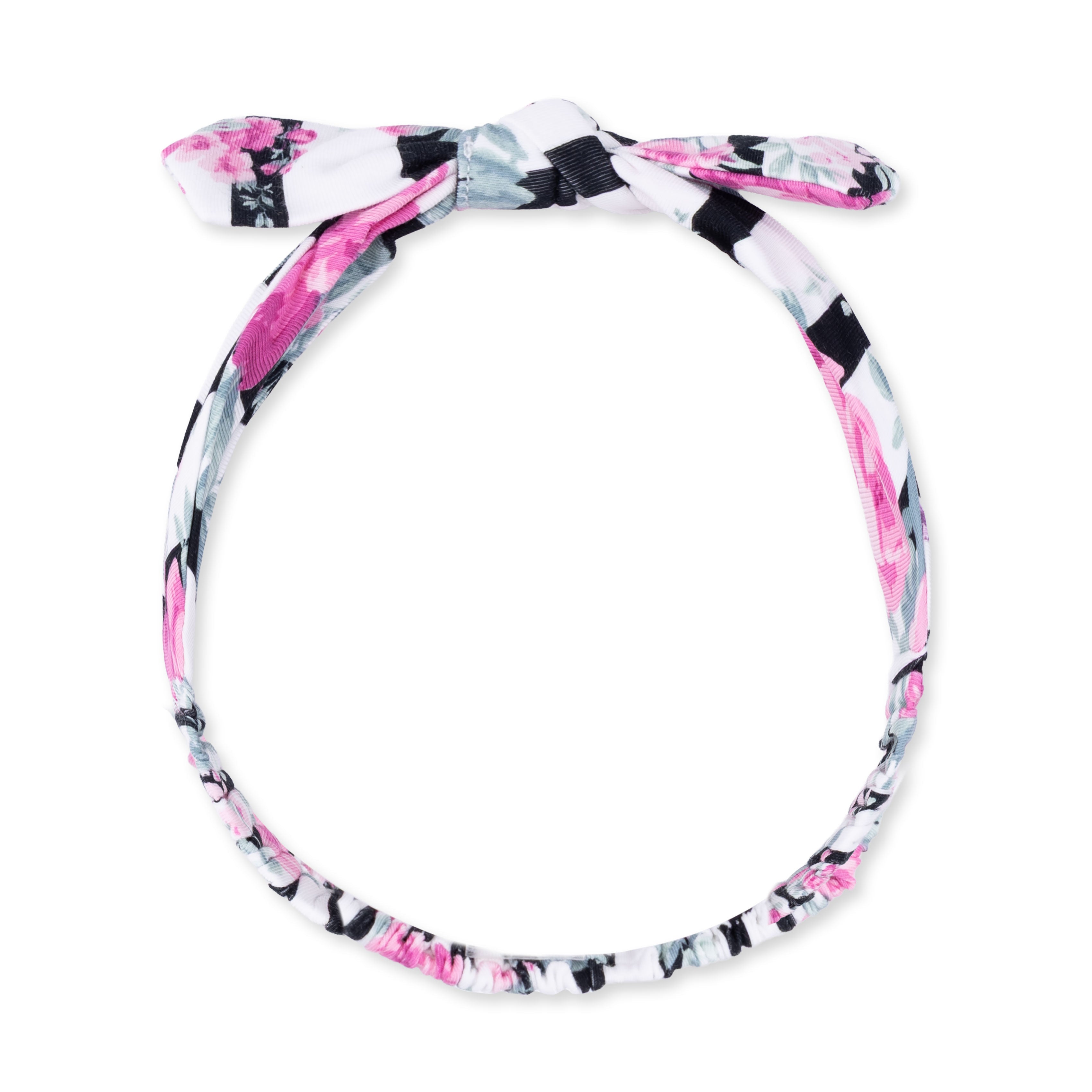 Cabbage Rose Stripe - Knot Headband