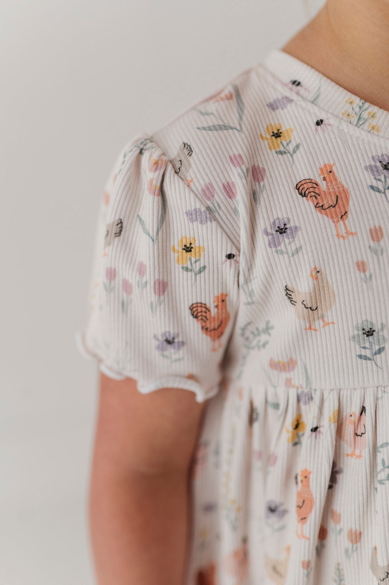 Girls Babydoll Set In Floral Chickens