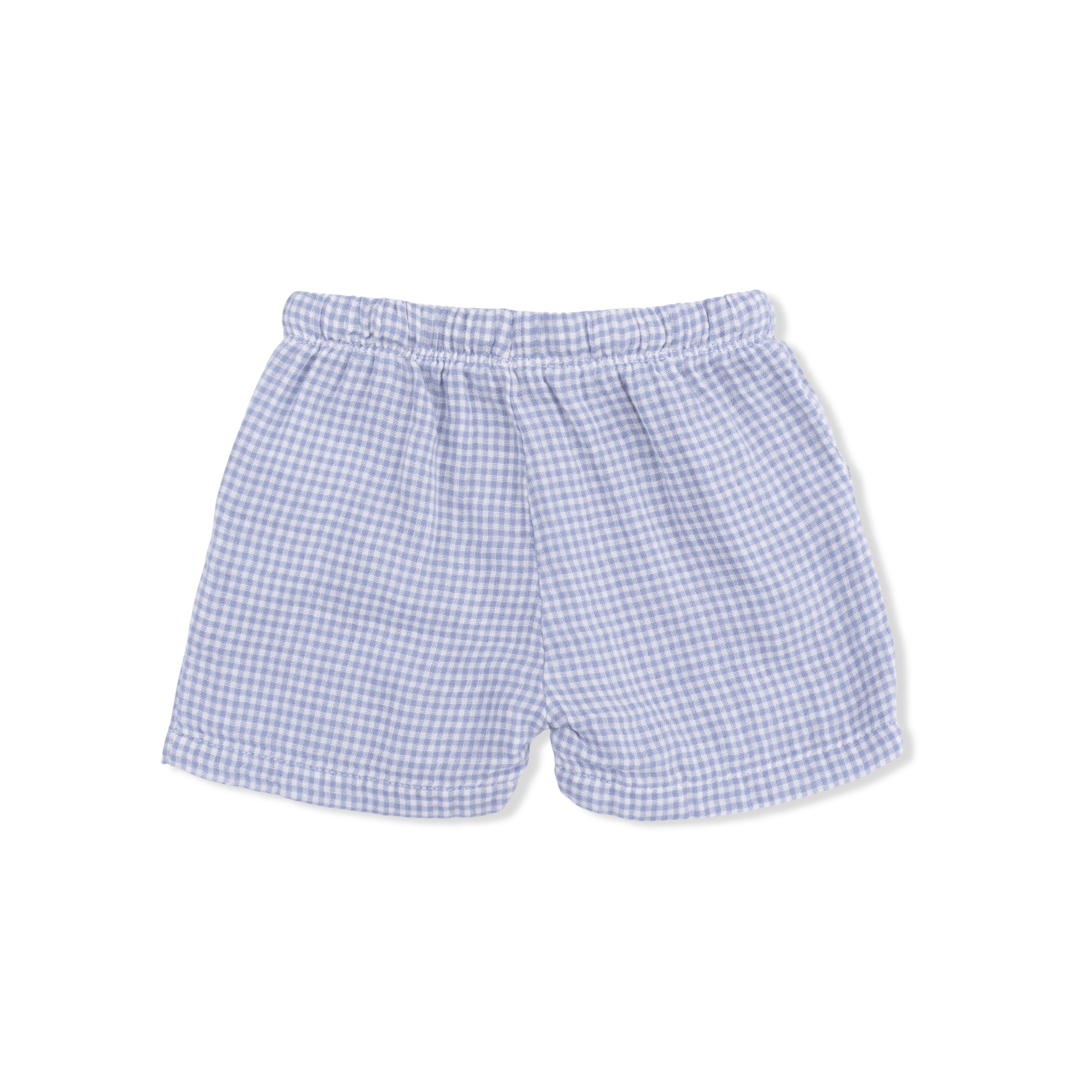 Micro Gingham Blue Blizzard - Polo Button Up With Casual Short