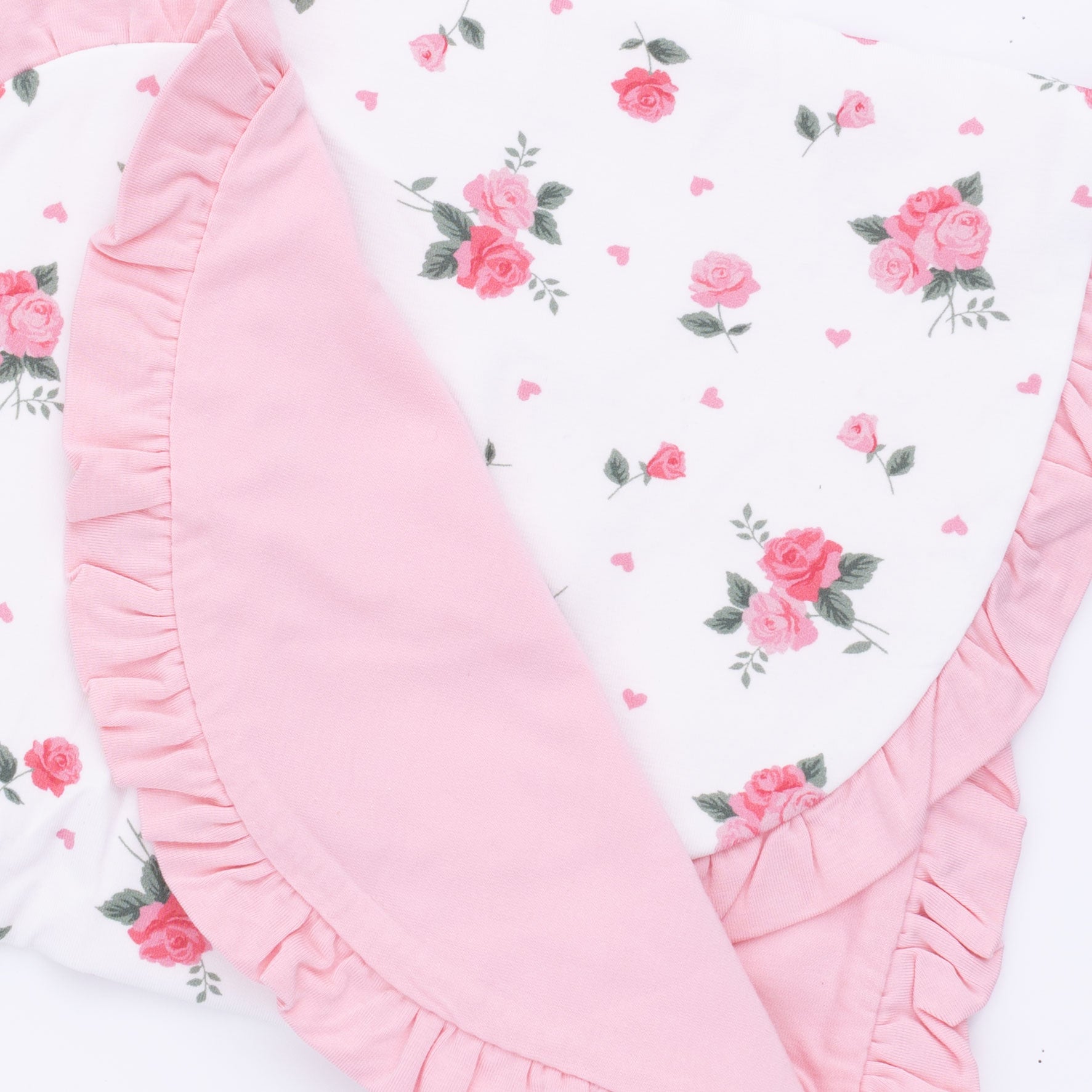 Pink Rosettes - Ruffle Burp Cloth