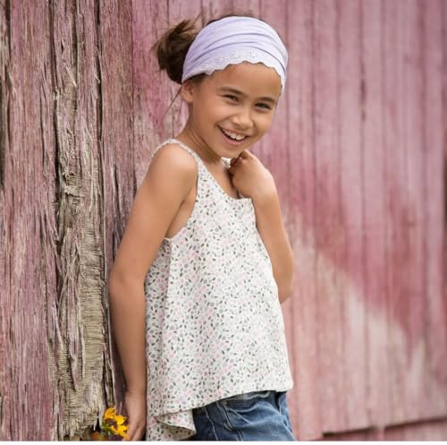 Eyelet Needlework Embroidered Bandana Headband – For Girls Ages 5–12 Years