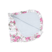 Cabbage Rose Stripe - Ruffle Burp Cloth