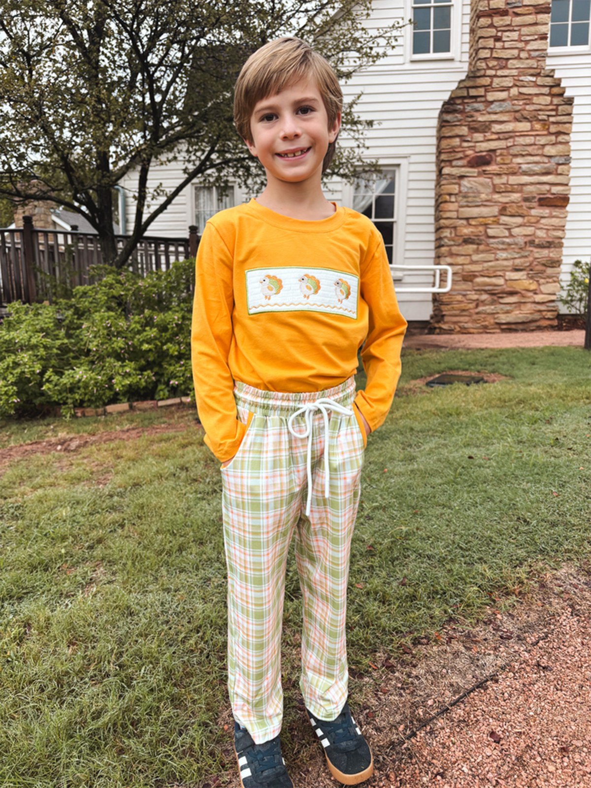Thanksgiving Turkey Smocked Boys Pant Set