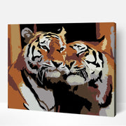 Tigers In Love – Paint By Numbers Kit | Artwille | 14x18 Inch Canvas