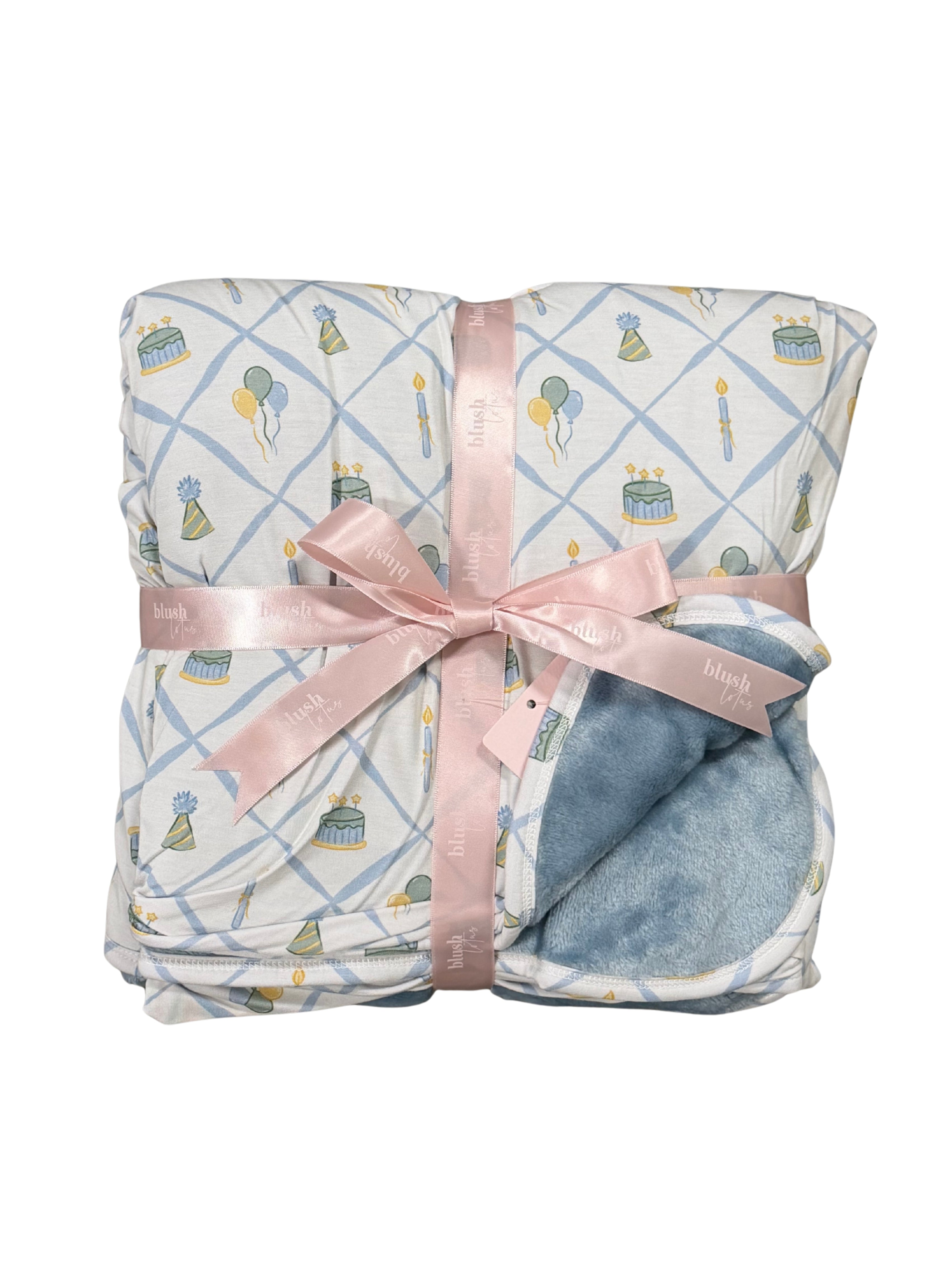 (blue) Birthday - Plush Blanket