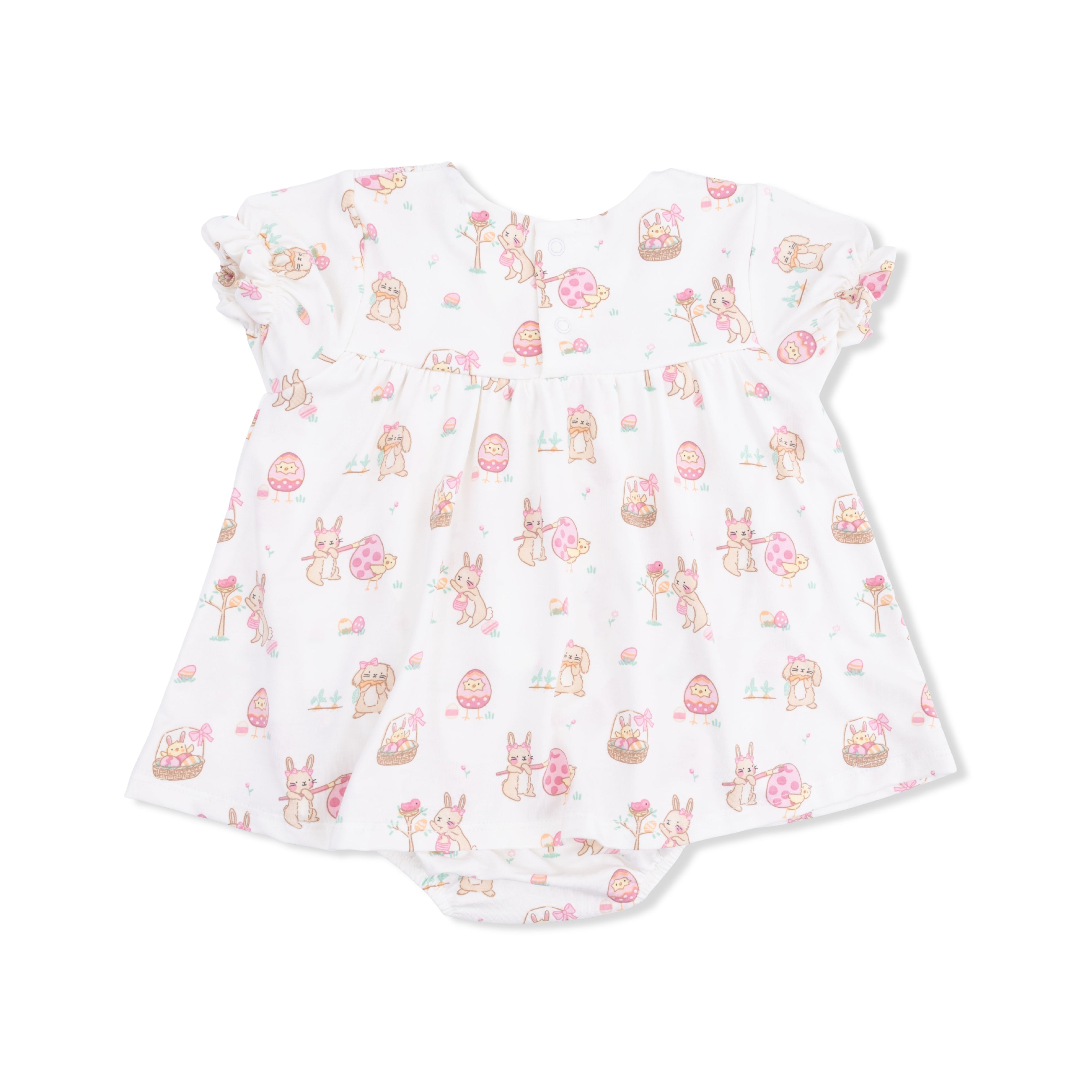 Easter Egg Hunt Pink - Smocked Ruffle Bubble With Skirt
