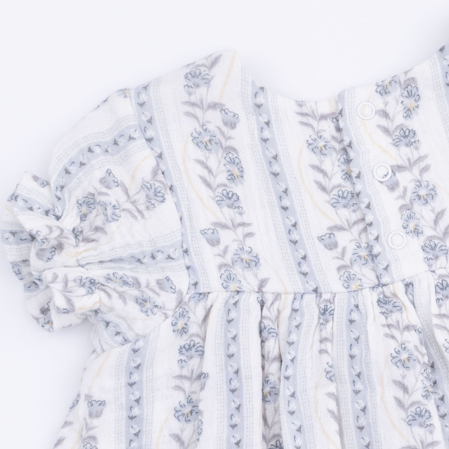 Kimberly Floral Stripe - Smocked Ruffle Bubble With Skirt