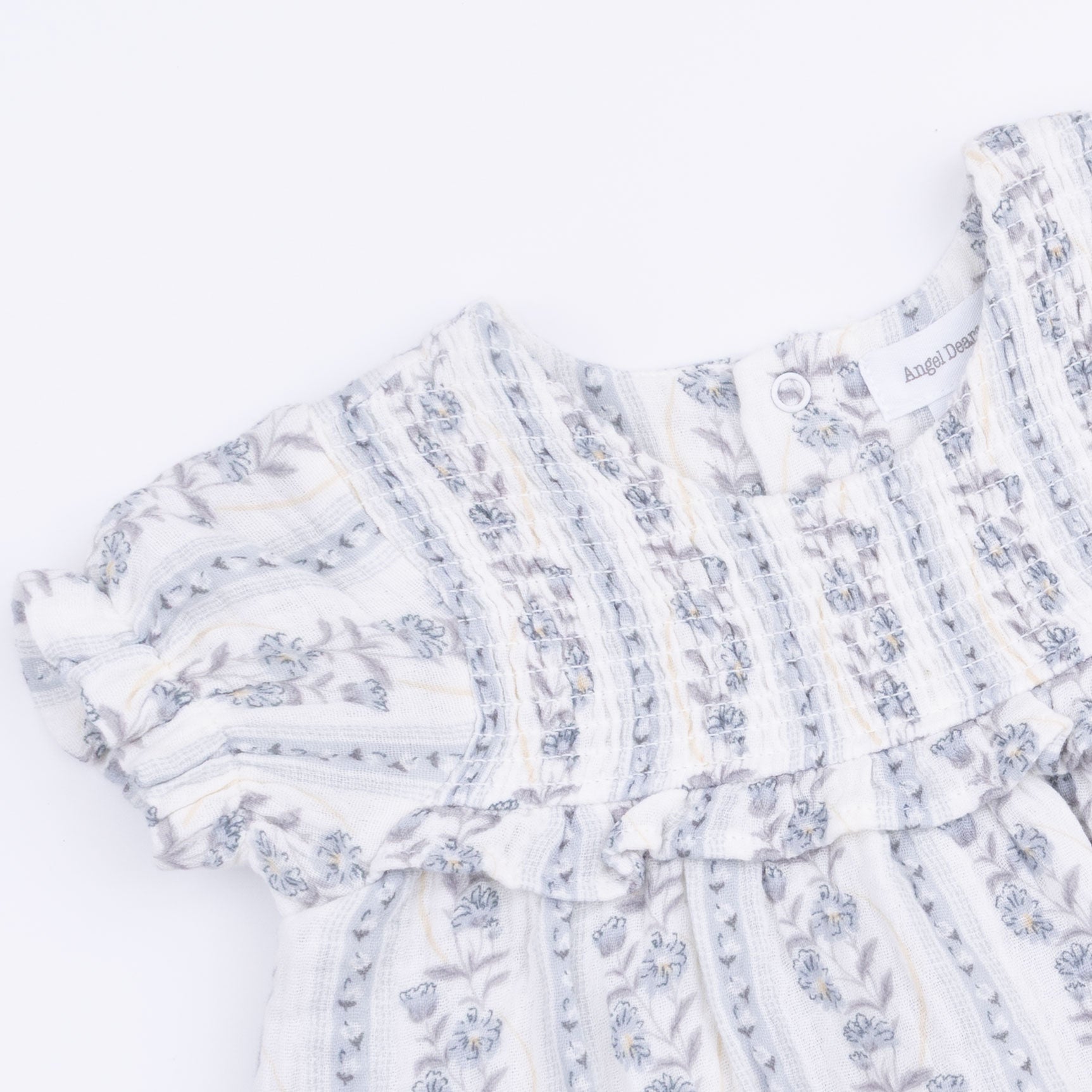 Kimberly Floral Stripe - Smocked Ruffle Bubble With Skirt