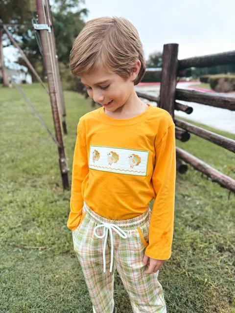 Thanksgiving Turkey Smocked Boys Pant Set